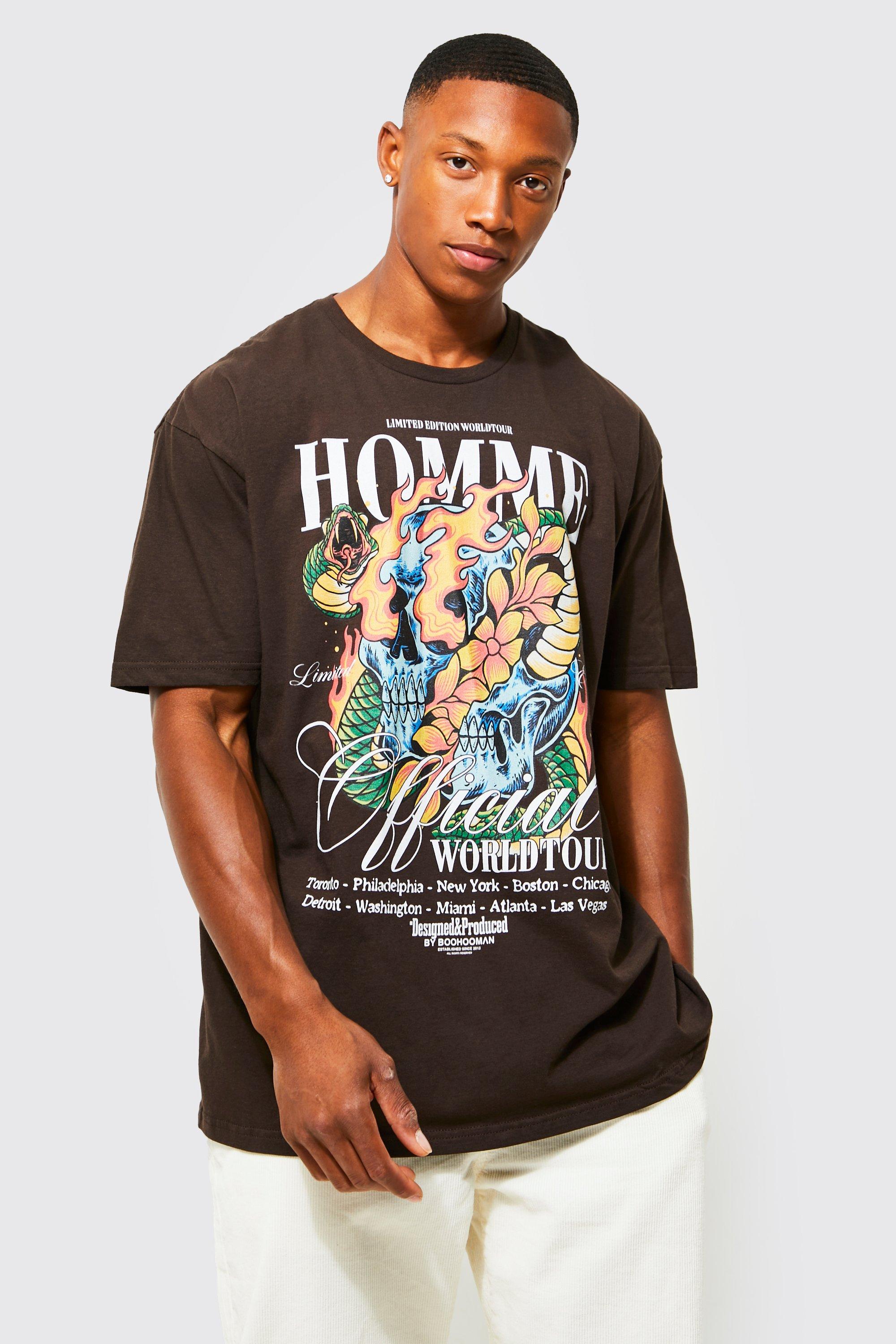 Oversized Homme Skull Graphic T-shirt | boohooMAN USA