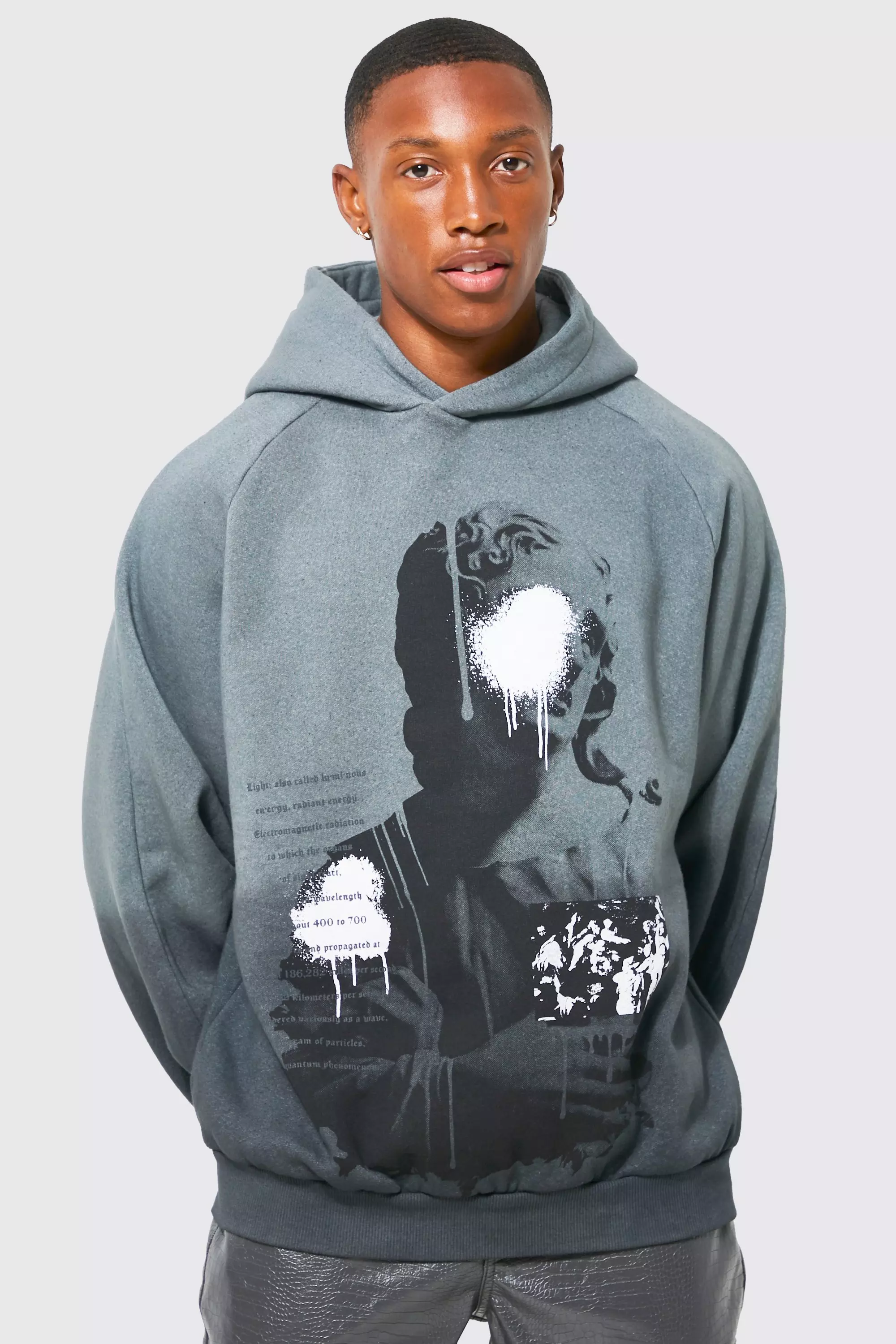 Statue Print Ombre Hoodie Slate