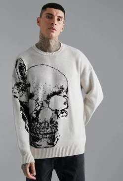 Butterfly Skull Knitted Sweater Ecru
