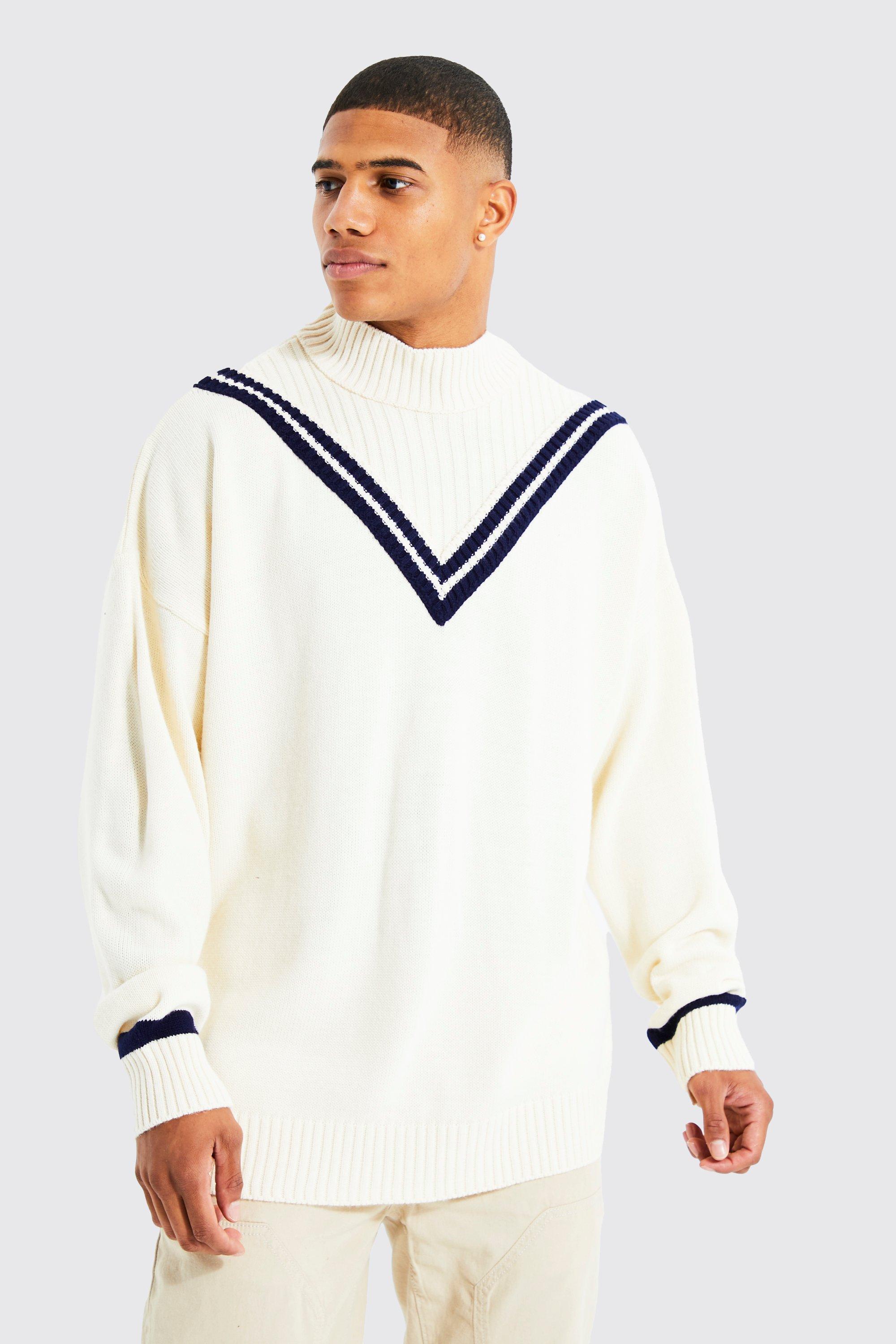 Roll Neck Deep V Knitted Jumper