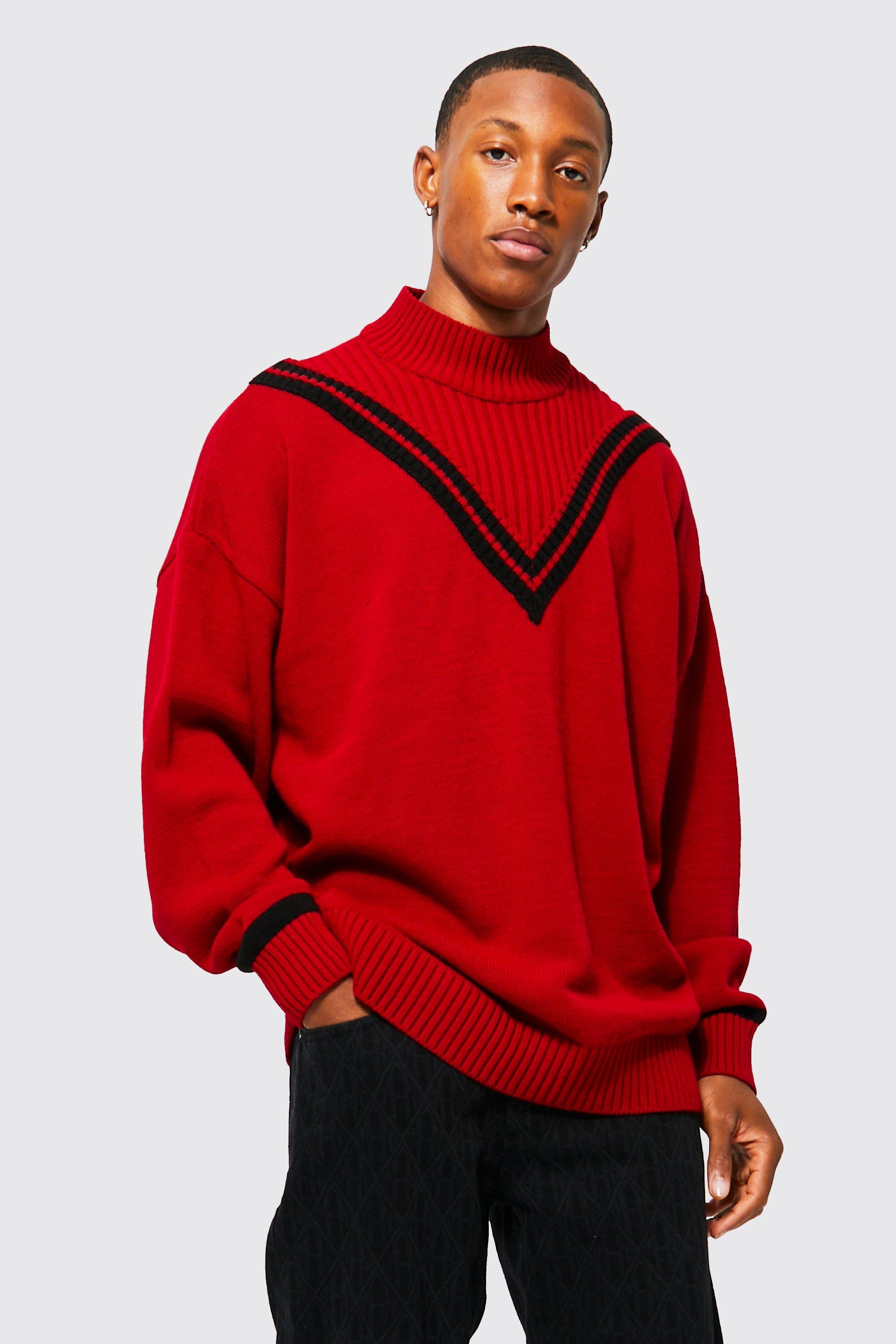 Roll Neck Deep V Knitted Jumper