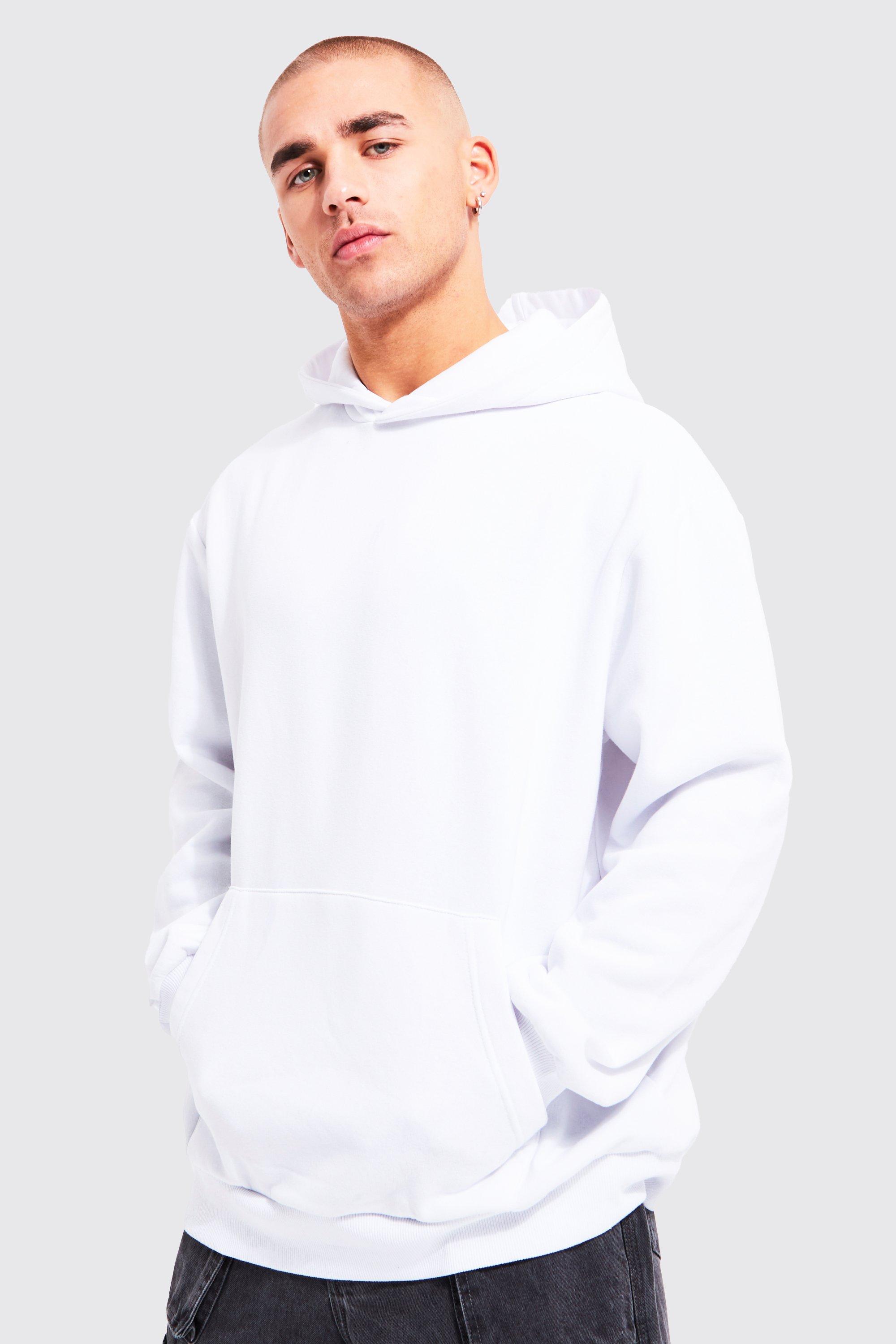 White hoodie online boohooman