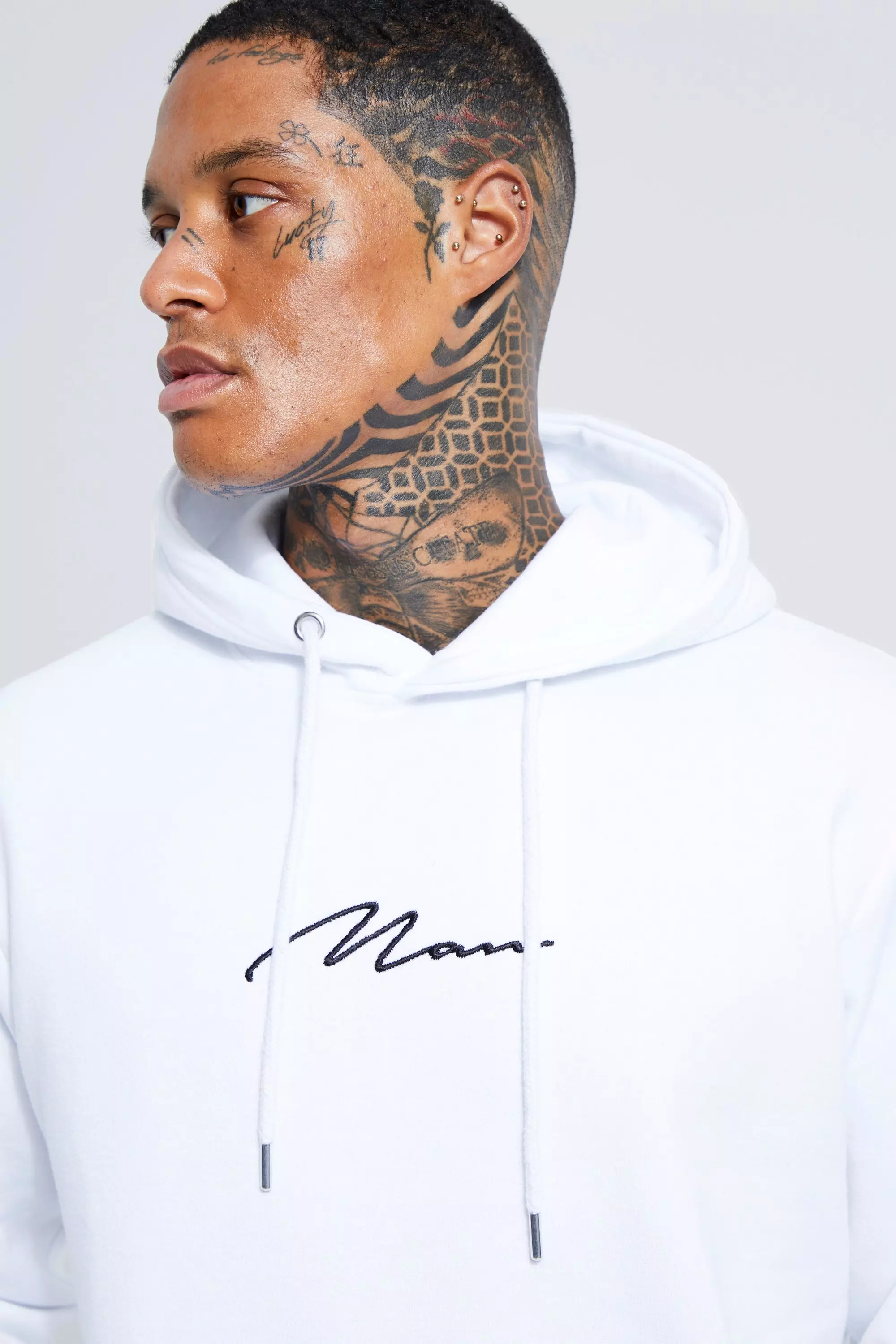 Man Signature Over The Head Hoodie boohooMAN