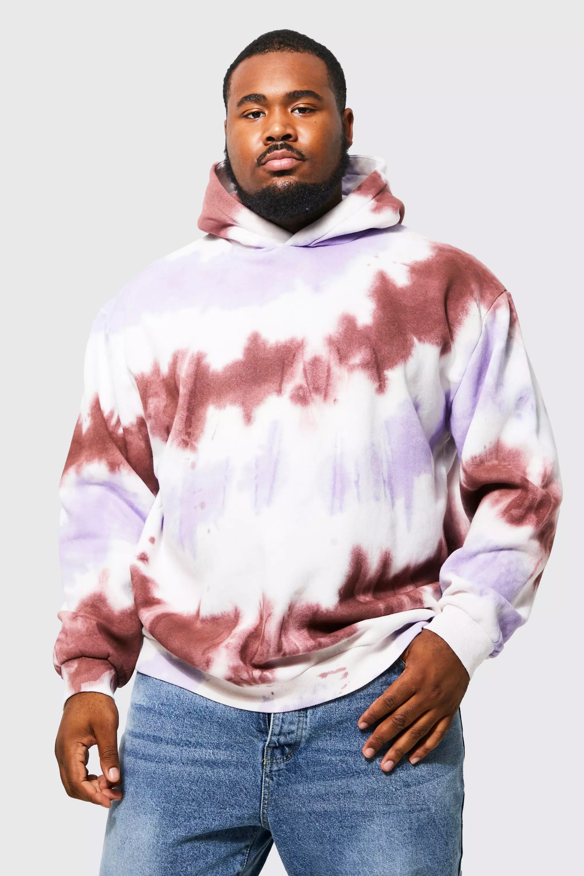 Plus Oversized Tie Dye Hoodie boohooMAN IE