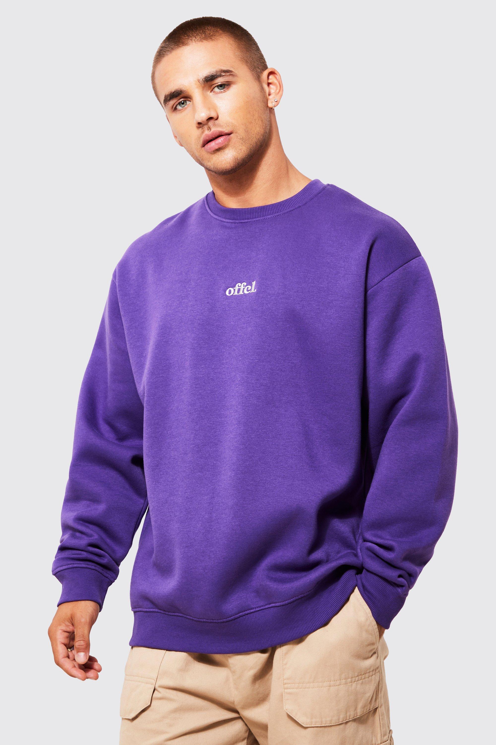 Mens purple discount crew neck sweatshirt