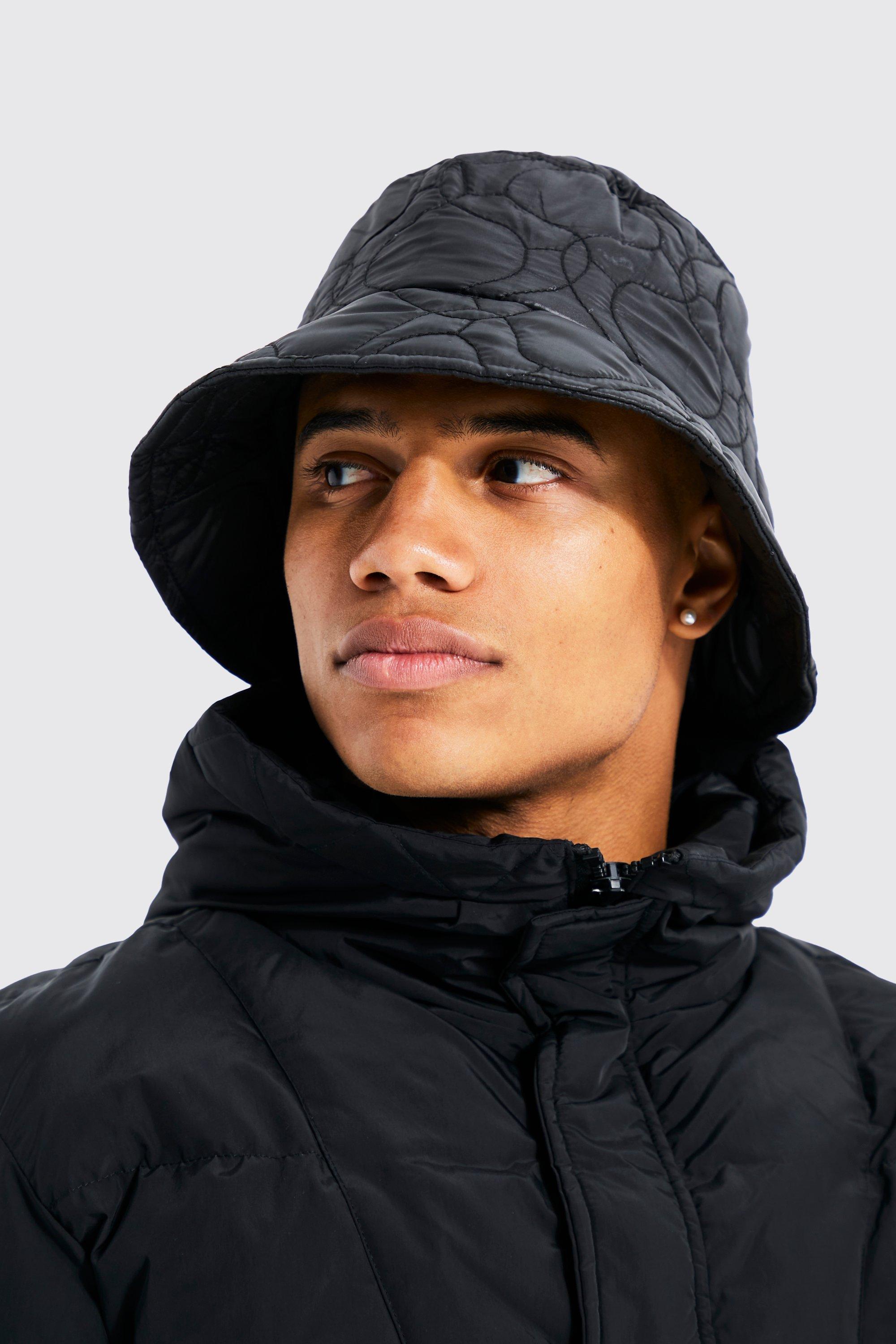 Quilted Nylon Bucket Hat | boohooMAN USA