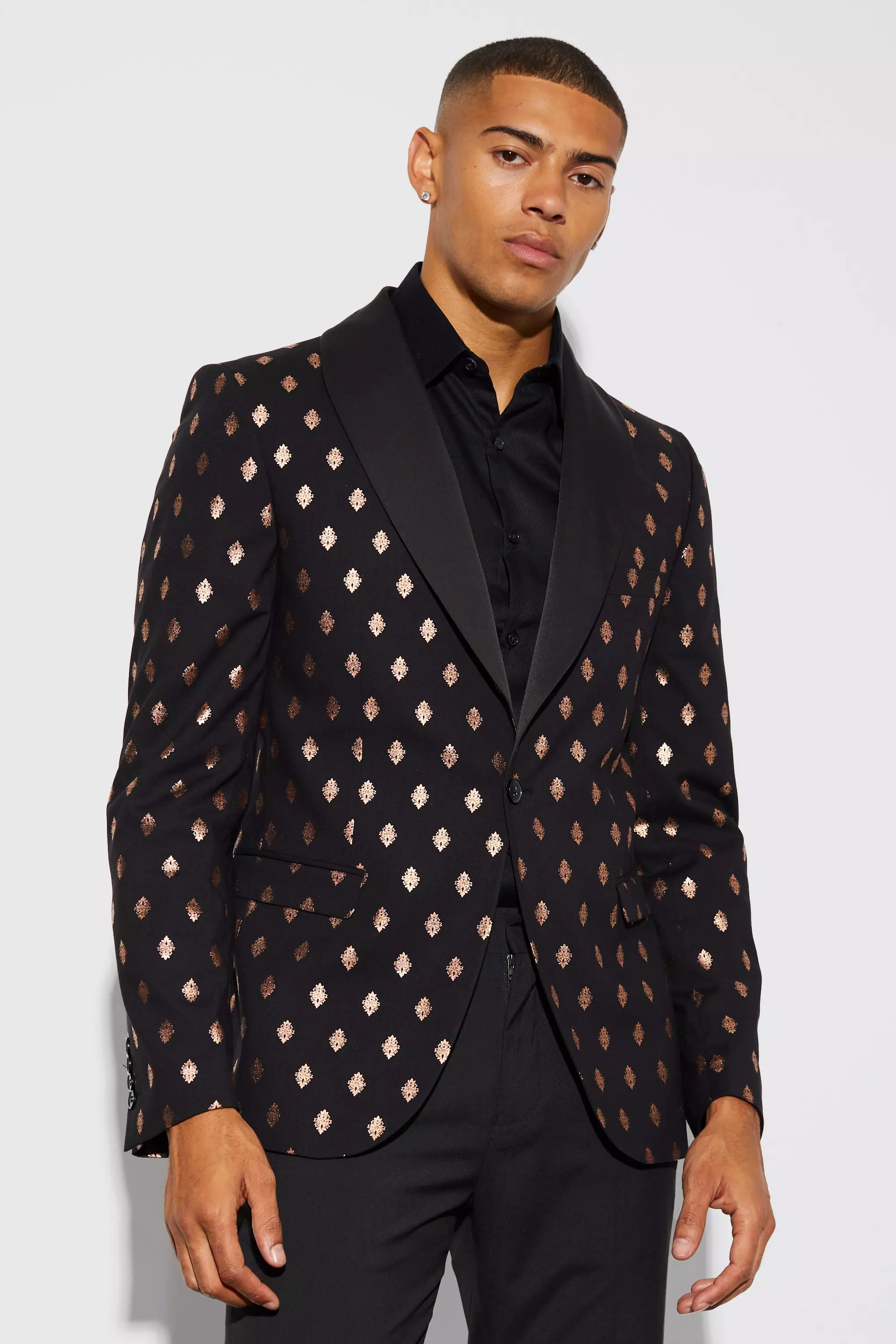 Slim Fit Gold Blazer boohooMAN UK