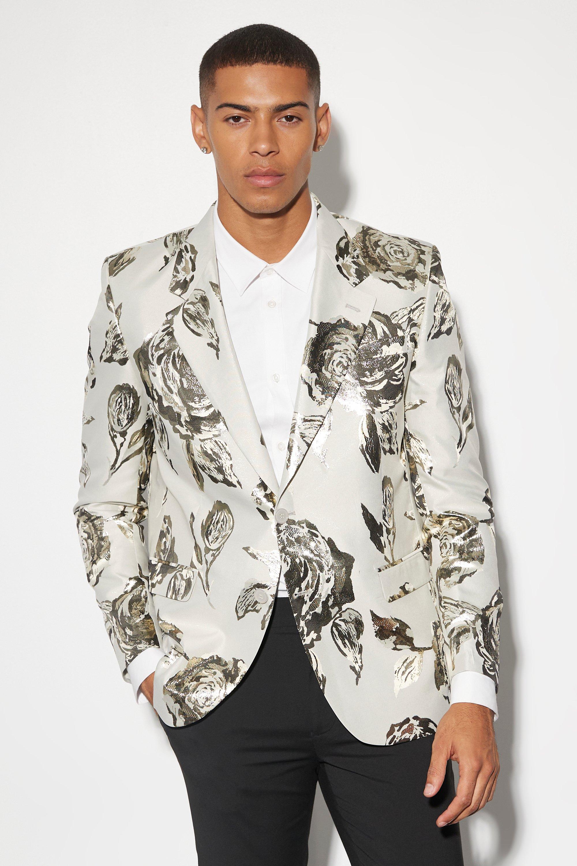 Forræderi svær at tilfredsstille modul Oversized Boxy Floral Jacquard Blazer | boohooMAN USA