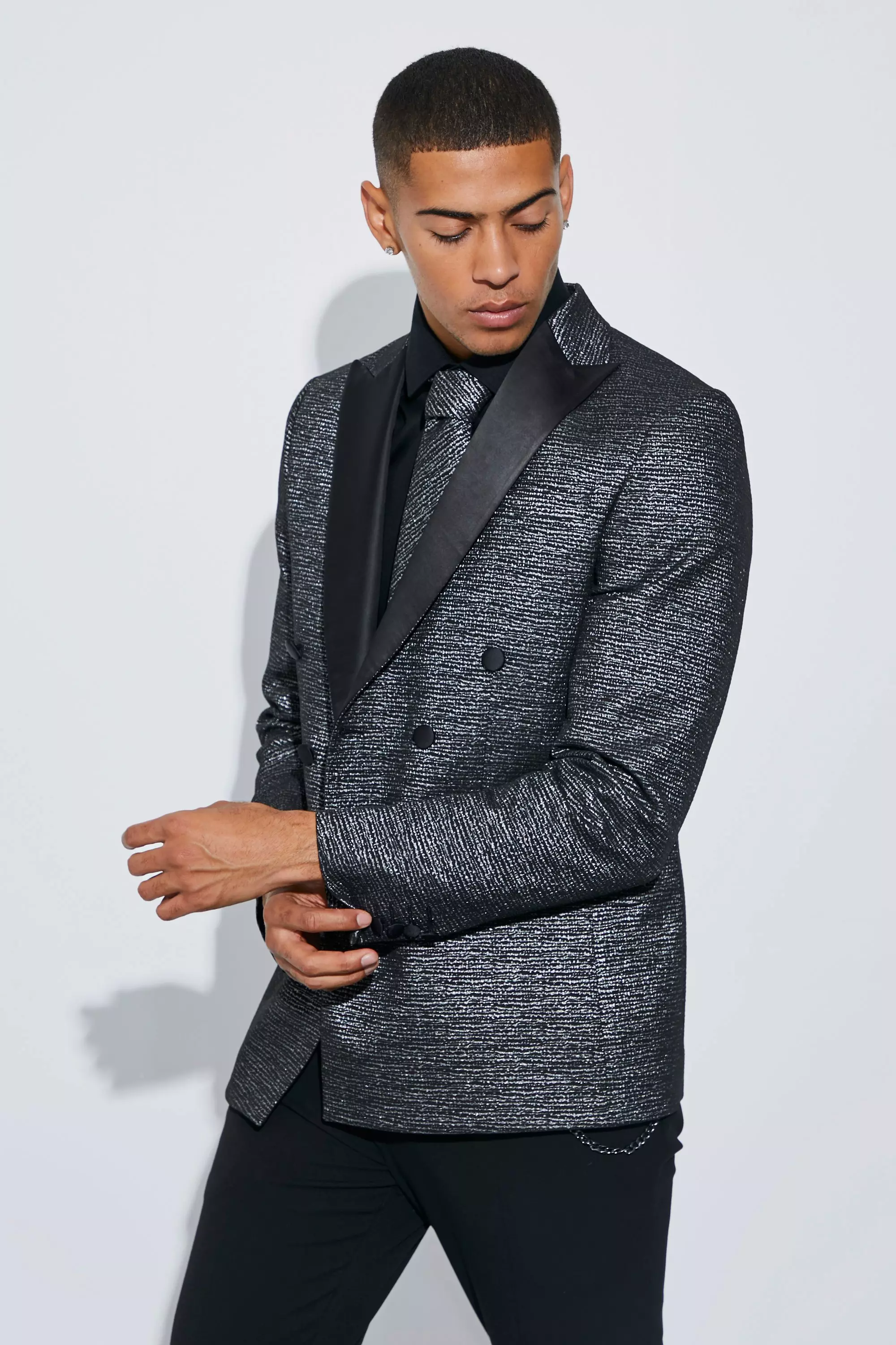 Metallic grey blazer outlet