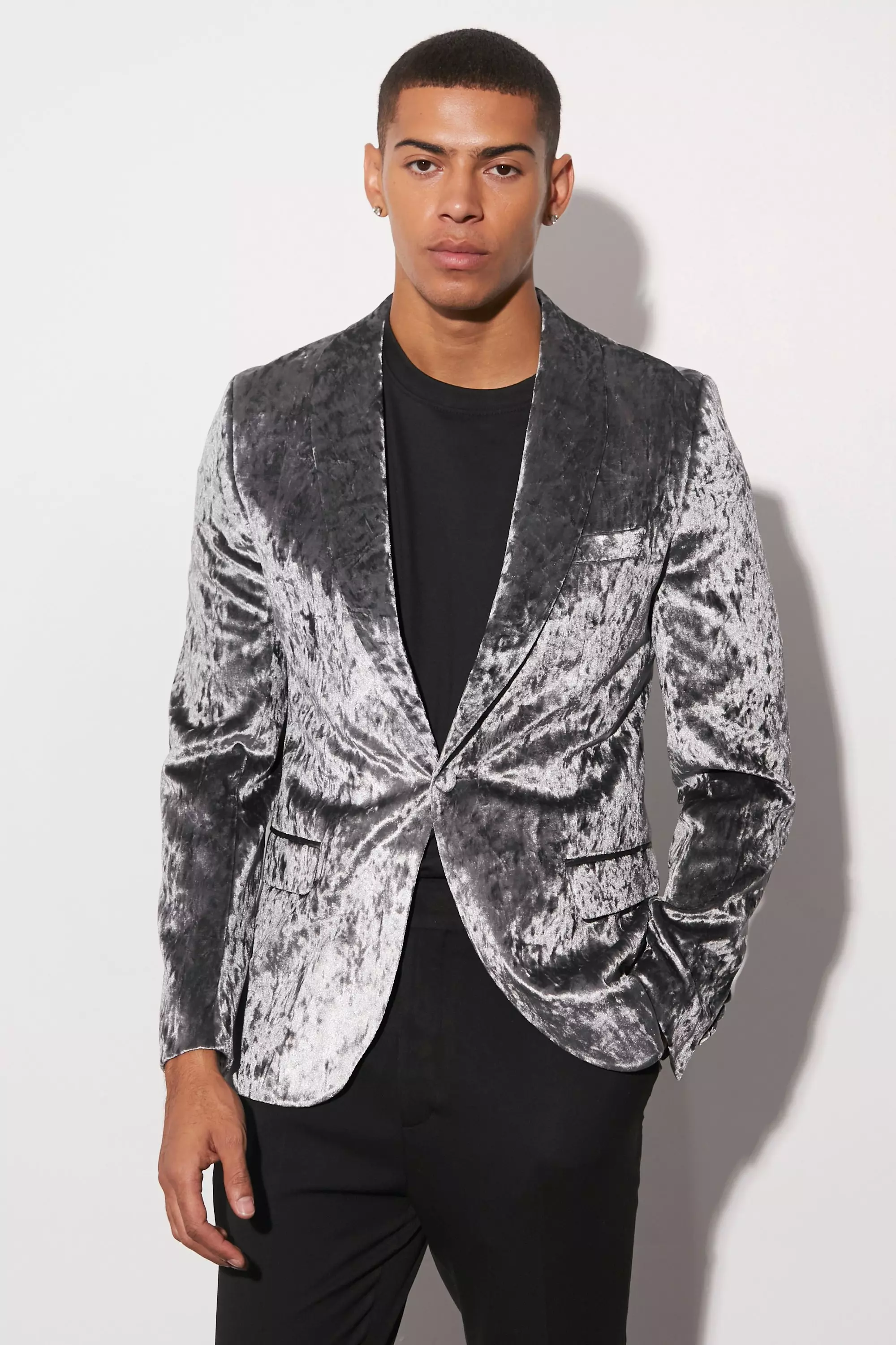 Mens crushed velvet blazer deals
