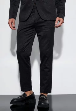Slim Snake Jacquard Crop Suit Trousers black