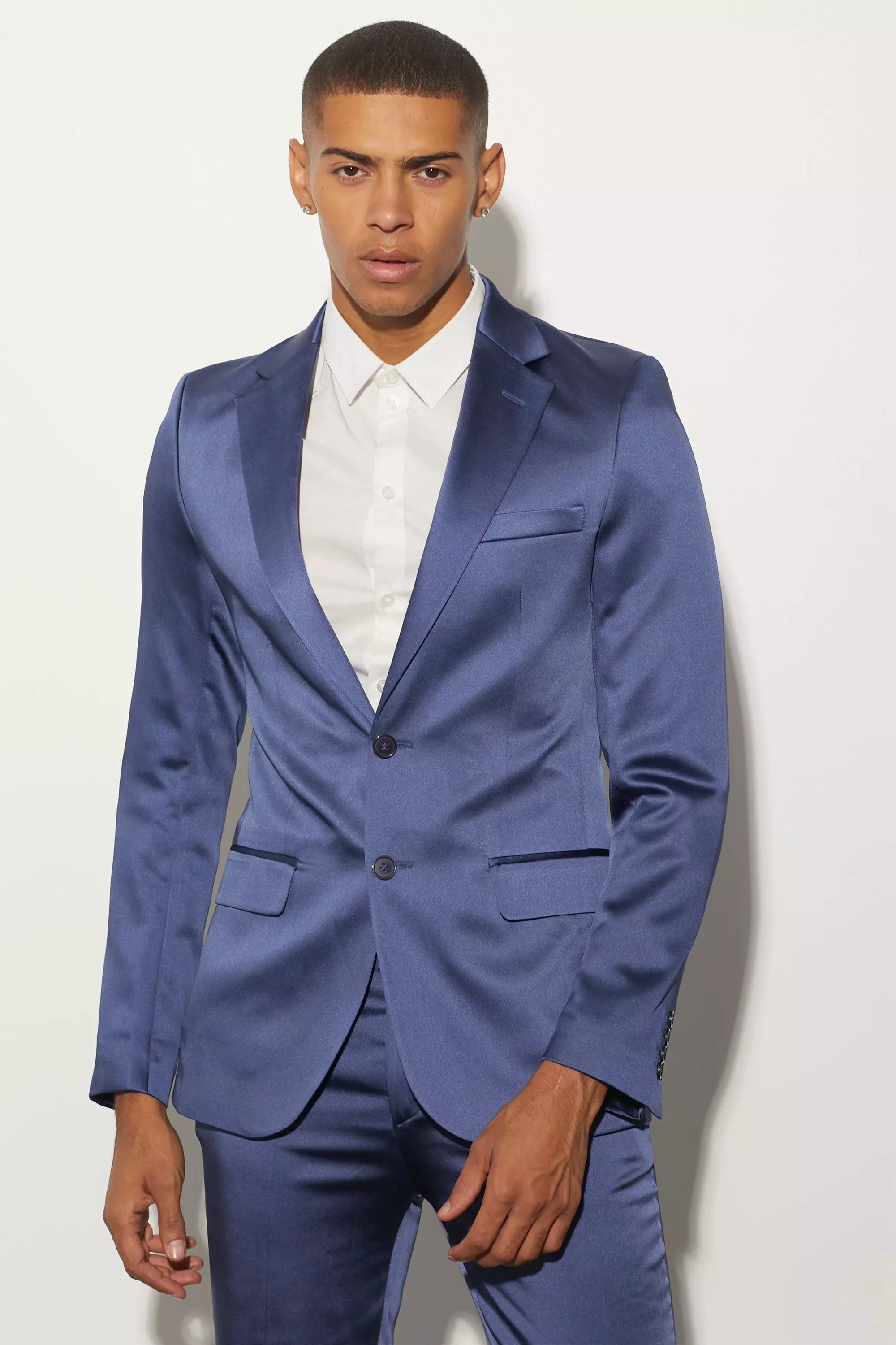 Veste de costume cintrée satinée, Marine blue autre image