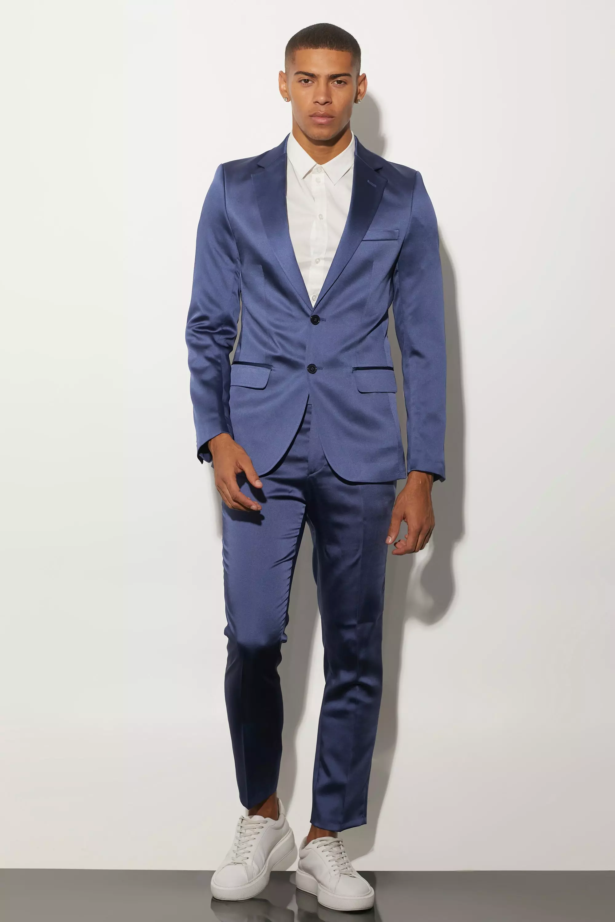 Veste de costume cintrée satinée, Marine blue autre image