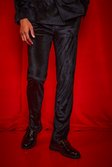 Velour-Anzughose mit geradem Bein, Black