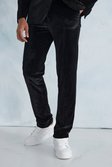 Black Skinny Velour Crop Suit Pants
