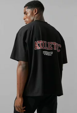 Man Active Boxy Athletic Back Print T-shirt Black