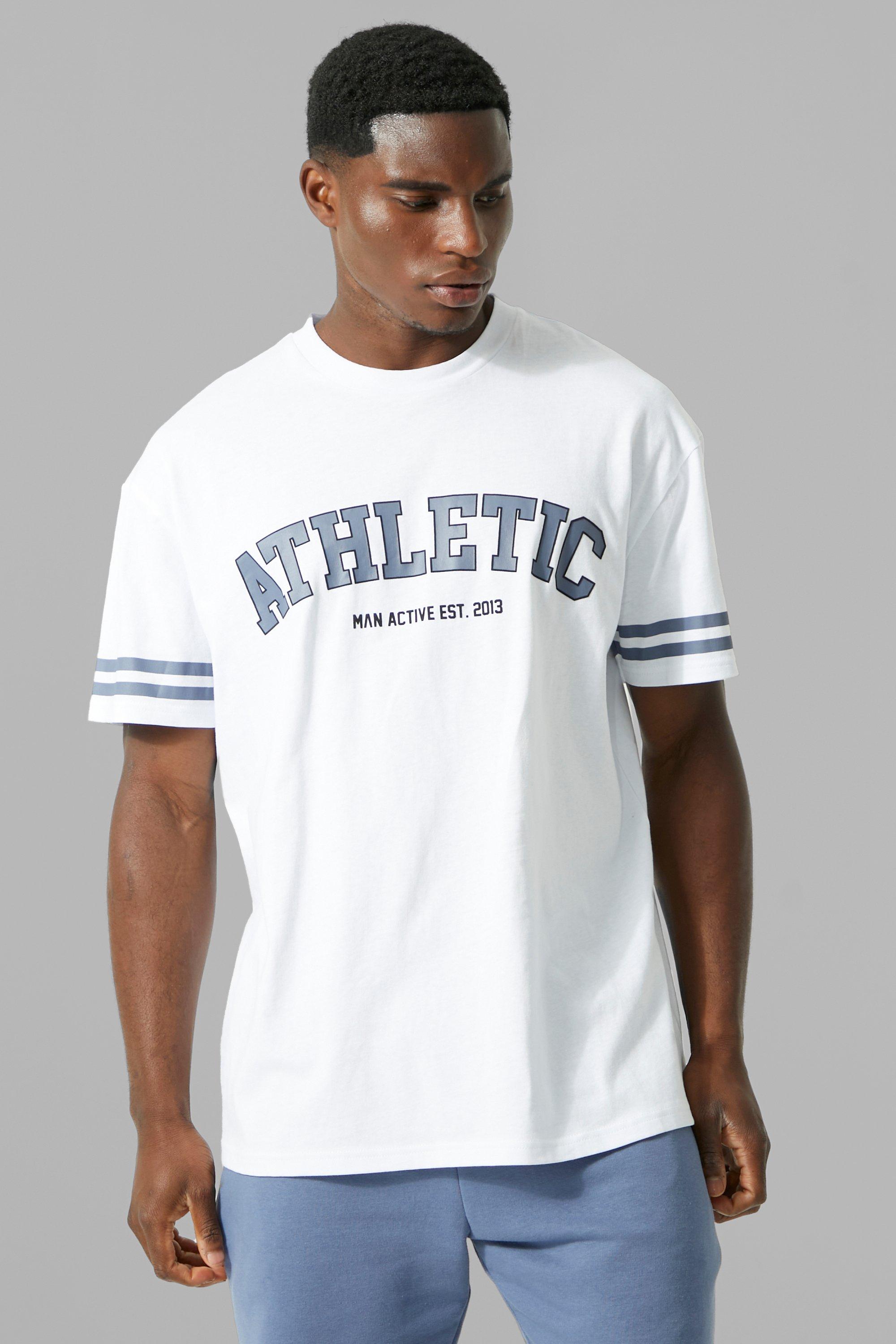 Man Active Oversized Athletic Stripe T-shirt