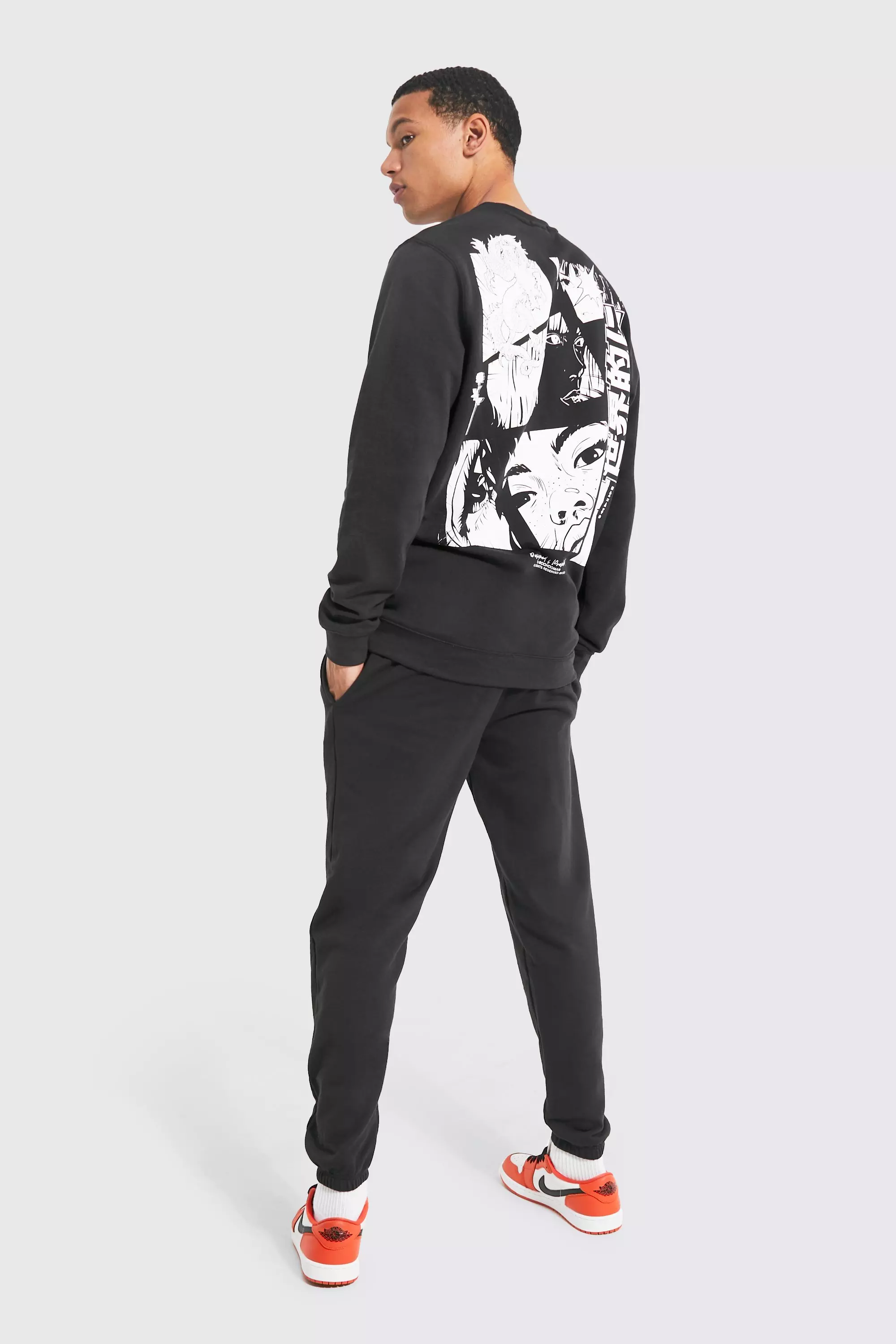 Black Tall Anime Back Graphic Sweat Tracksuit alternative image