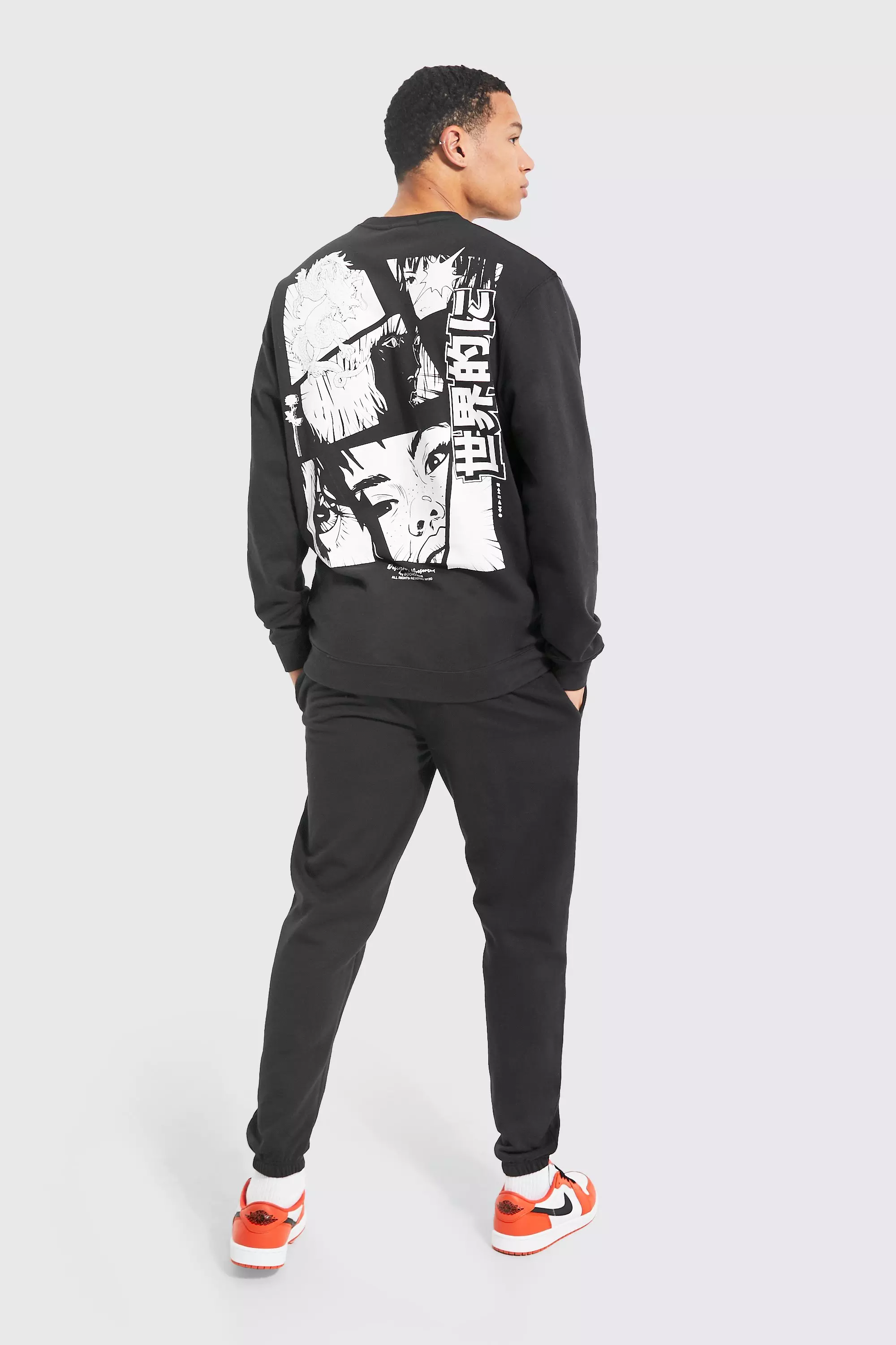 Black Tall Anime Back Graphic Sweat Tracksuit alternative image