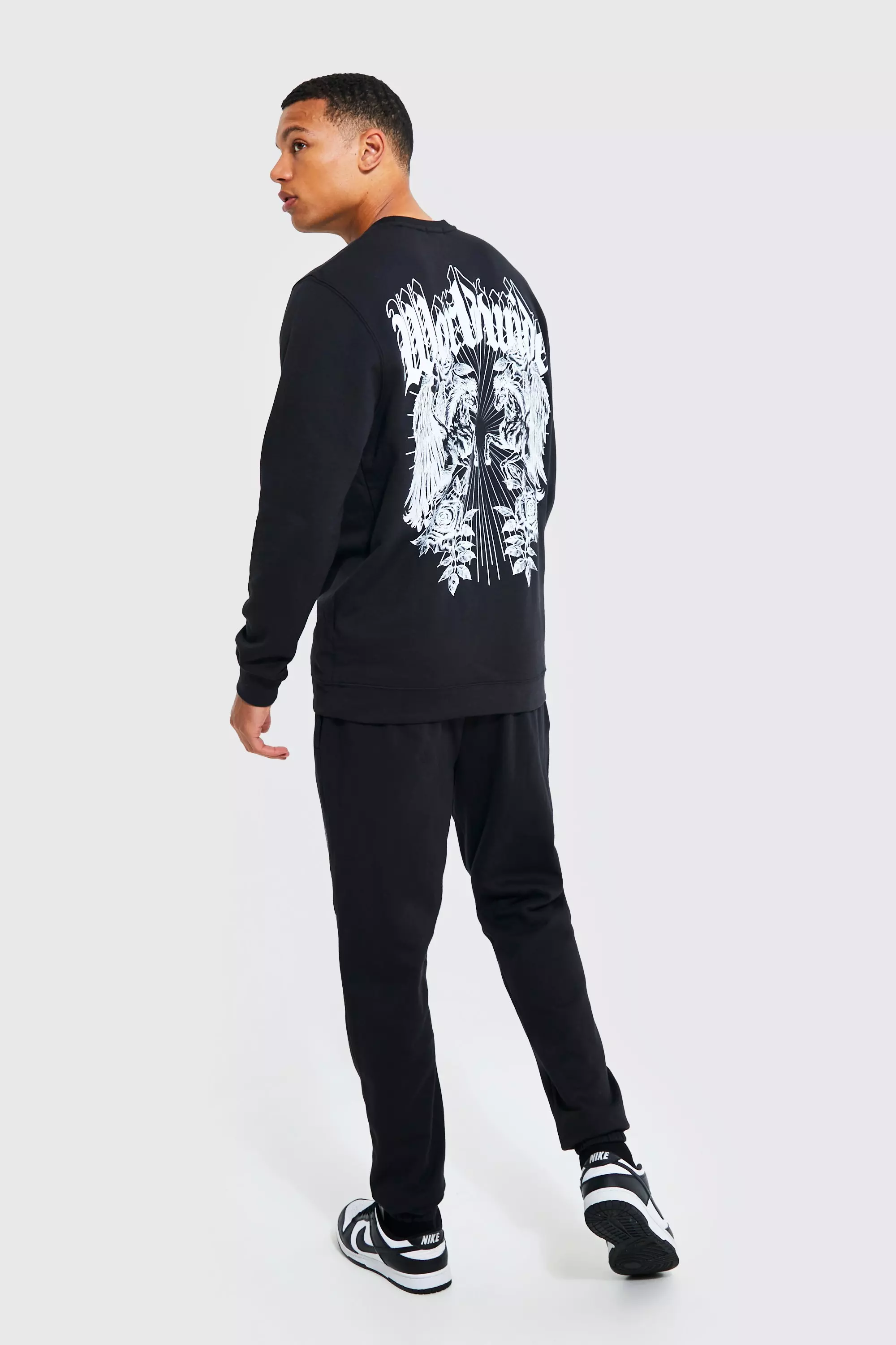 Black Tall Worldwide Gothic Graphic Sweat Tracksuit alternative image