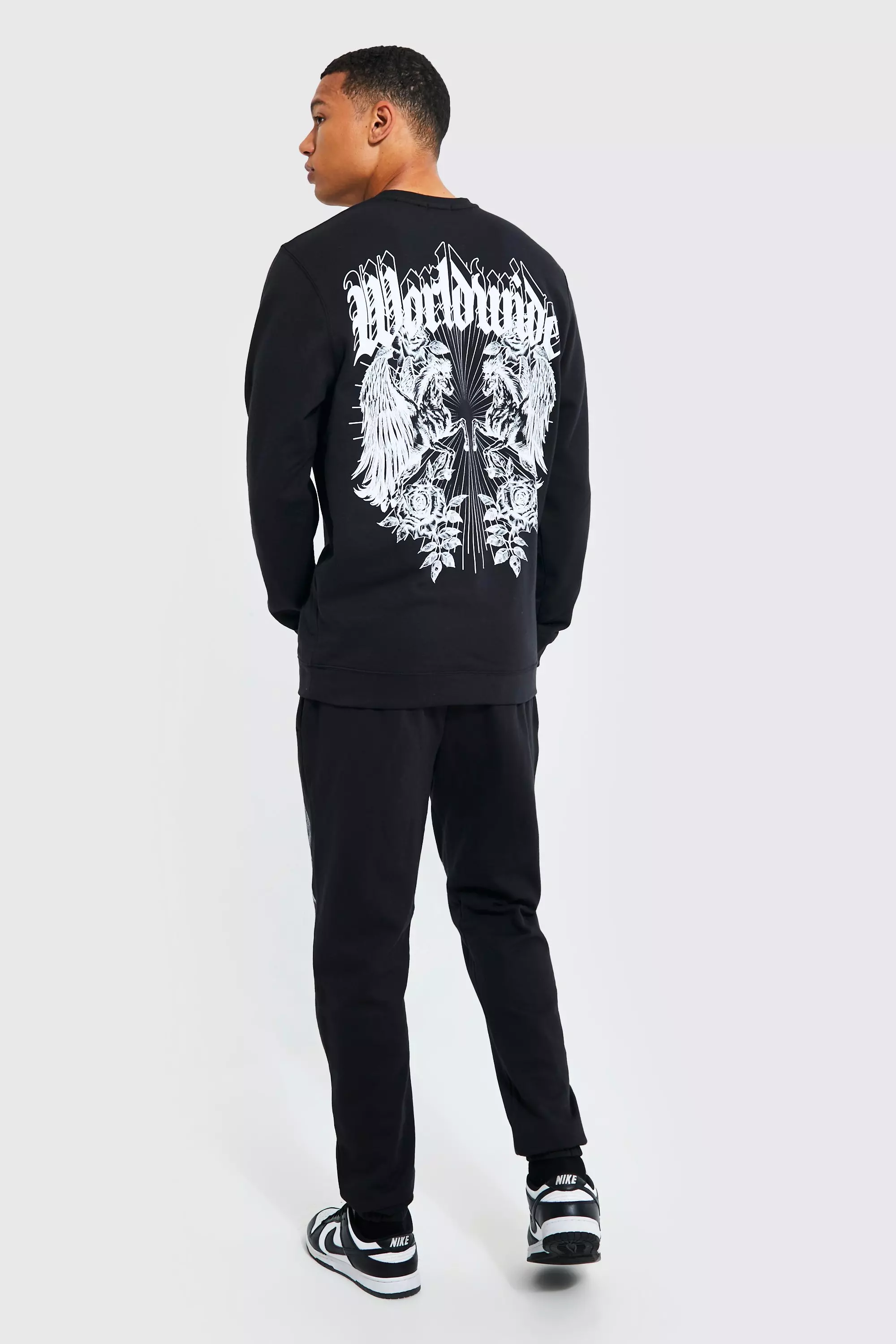 Black Tall Worldwide Gothic Graphic Sweat Tracksuit alternative image