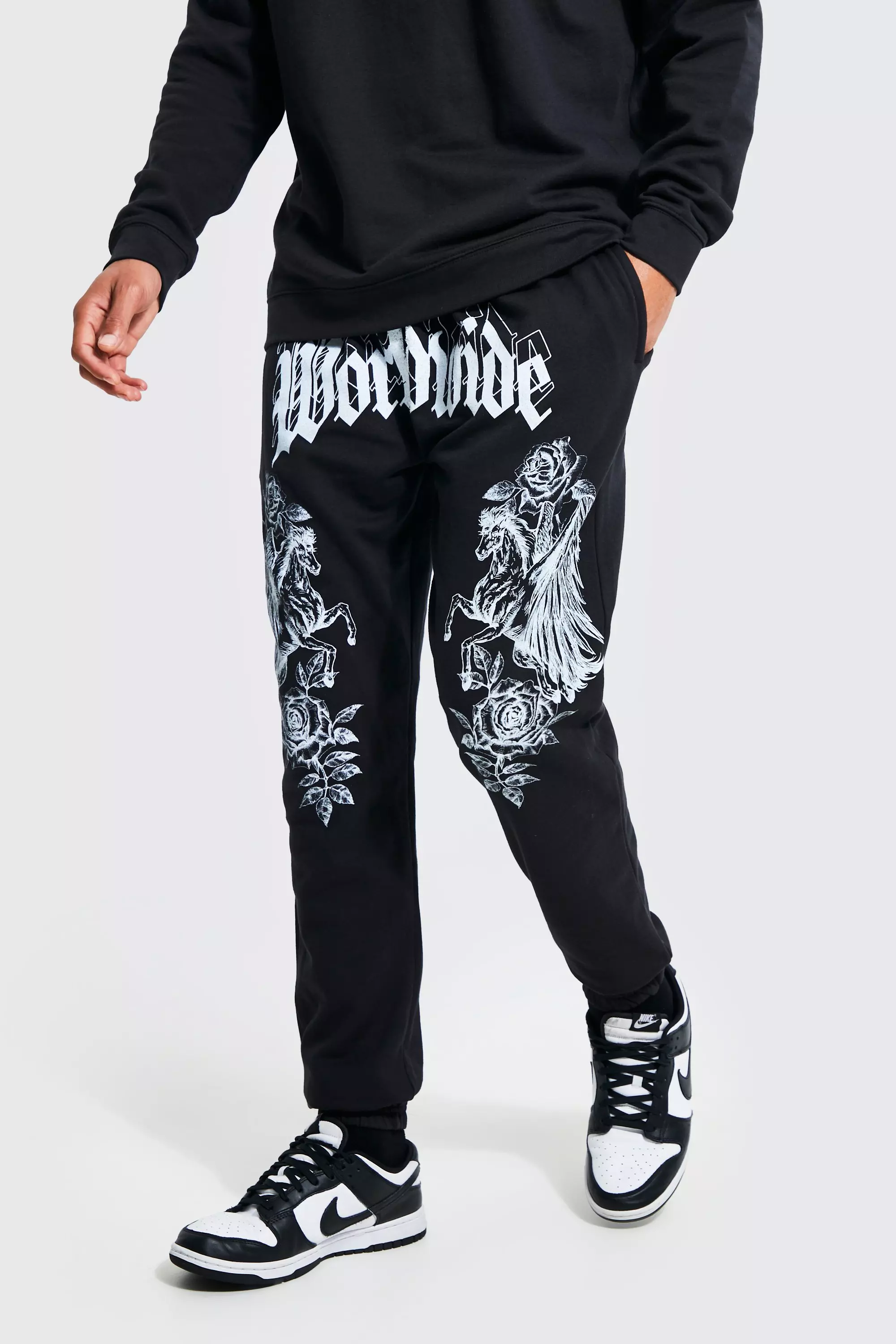 Black Tall Worldwide Gothic Graphic Sweat Tracksuit alternative image