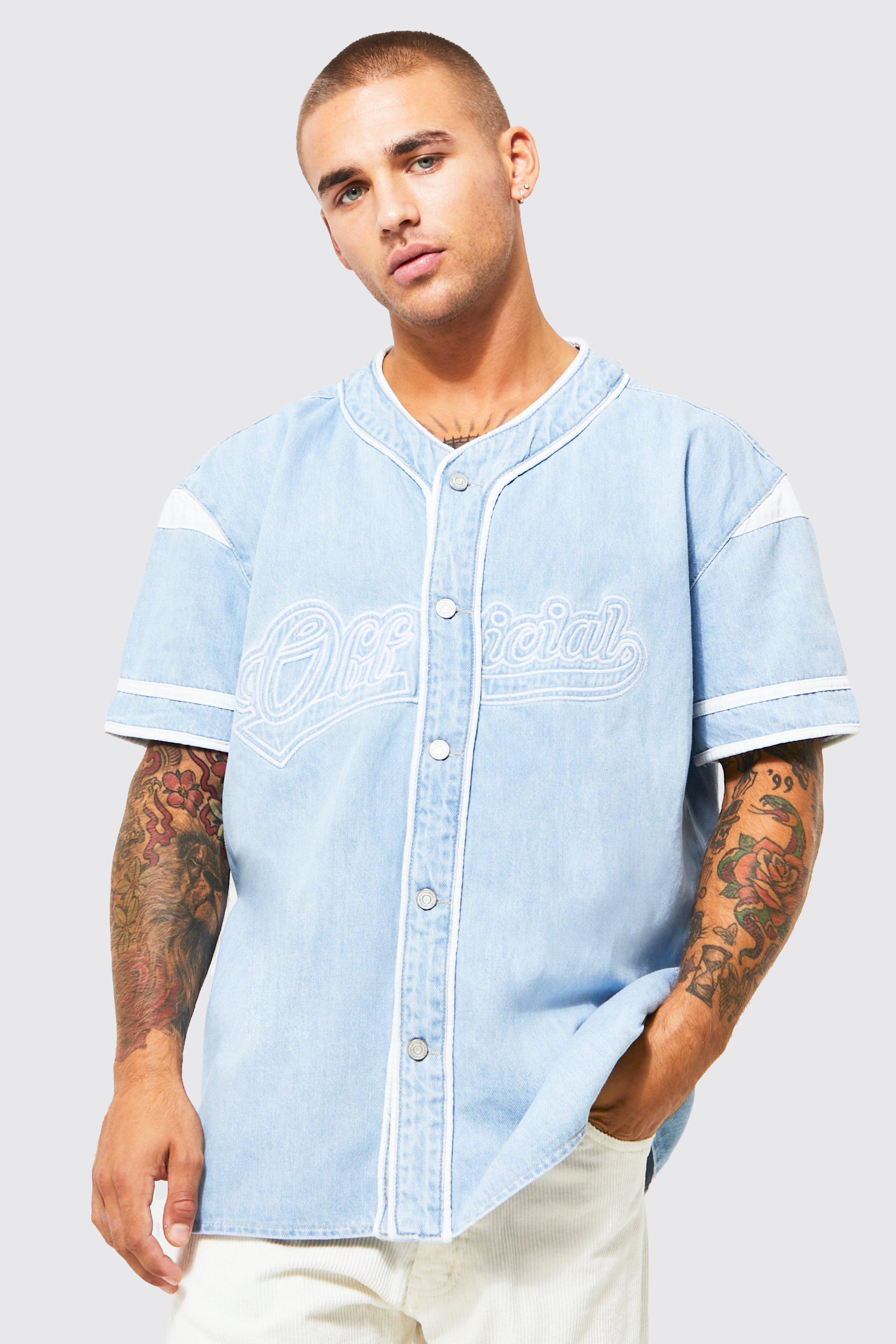 denim baseball shirt