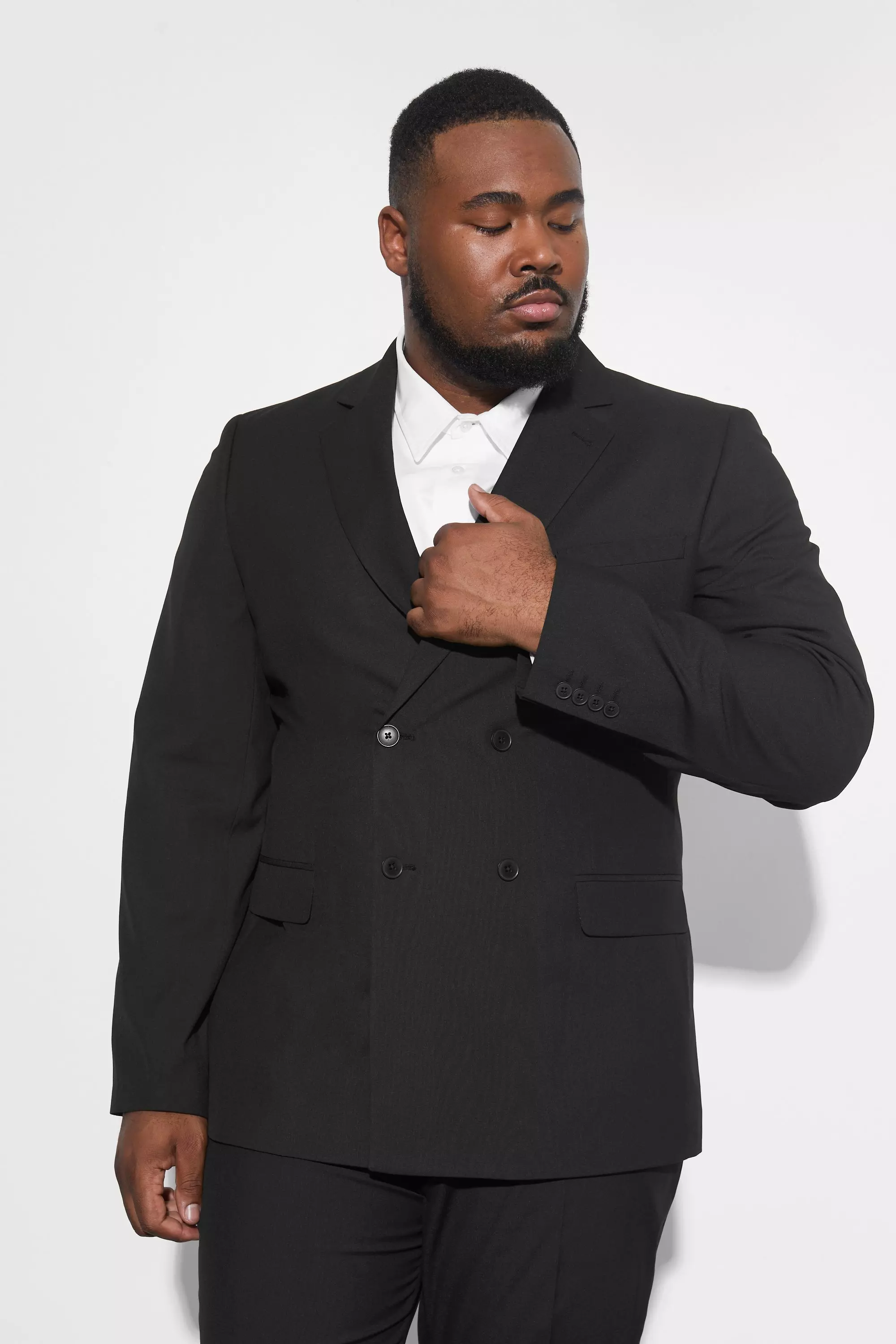 Black Plus Slim Double Breasted Suit Jacket alternative image