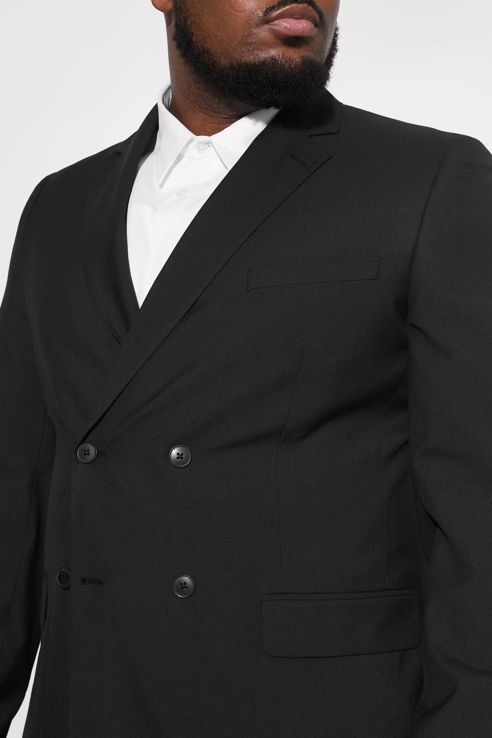 Black Plus Slim Double Breasted Suit Jacket alternative image