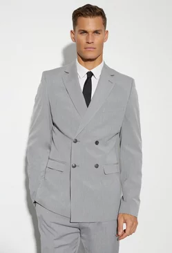 Tall Slim Double Breasted Suit Jacket Grey