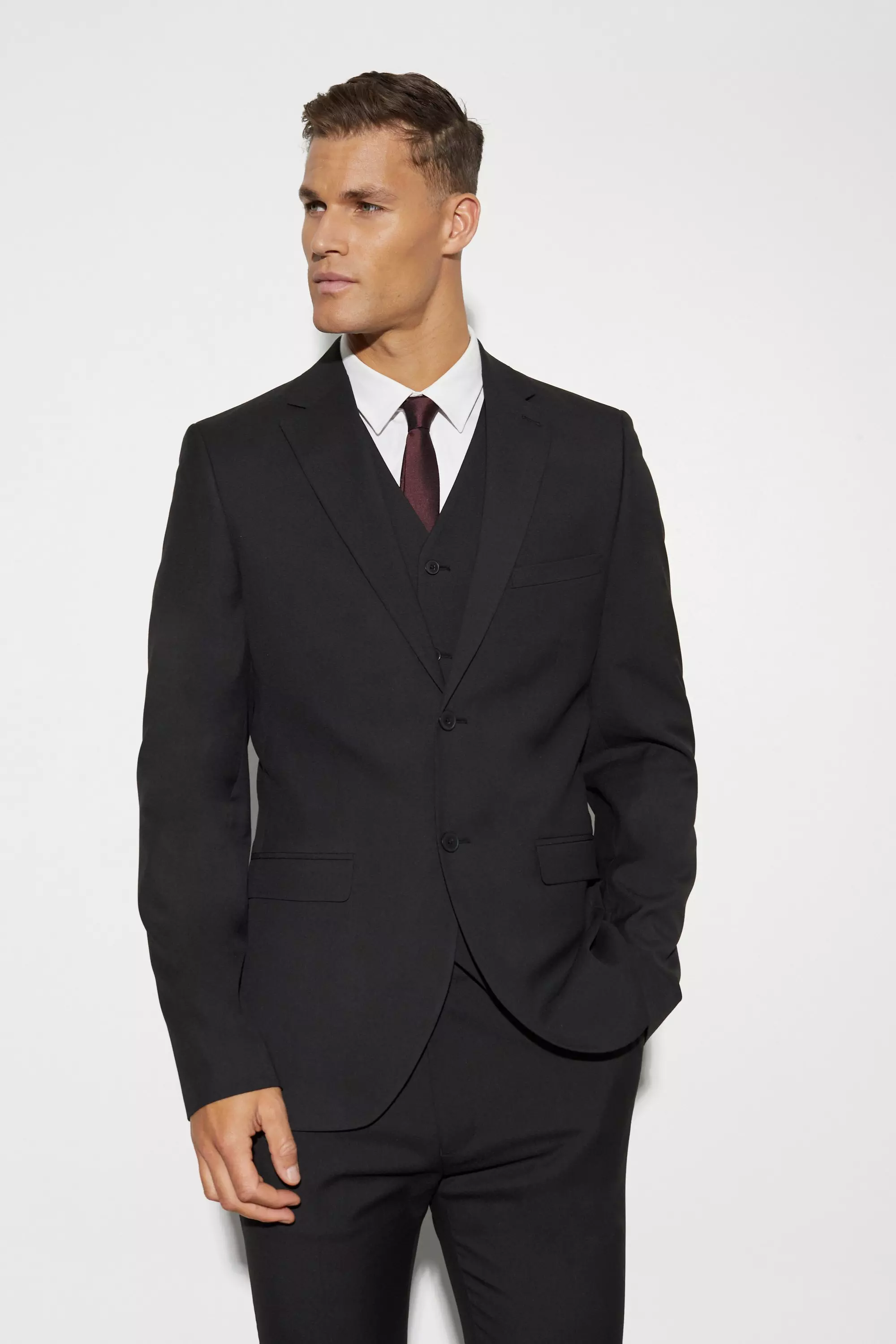 Tall Slim Single Breasted Suit Jacket Black