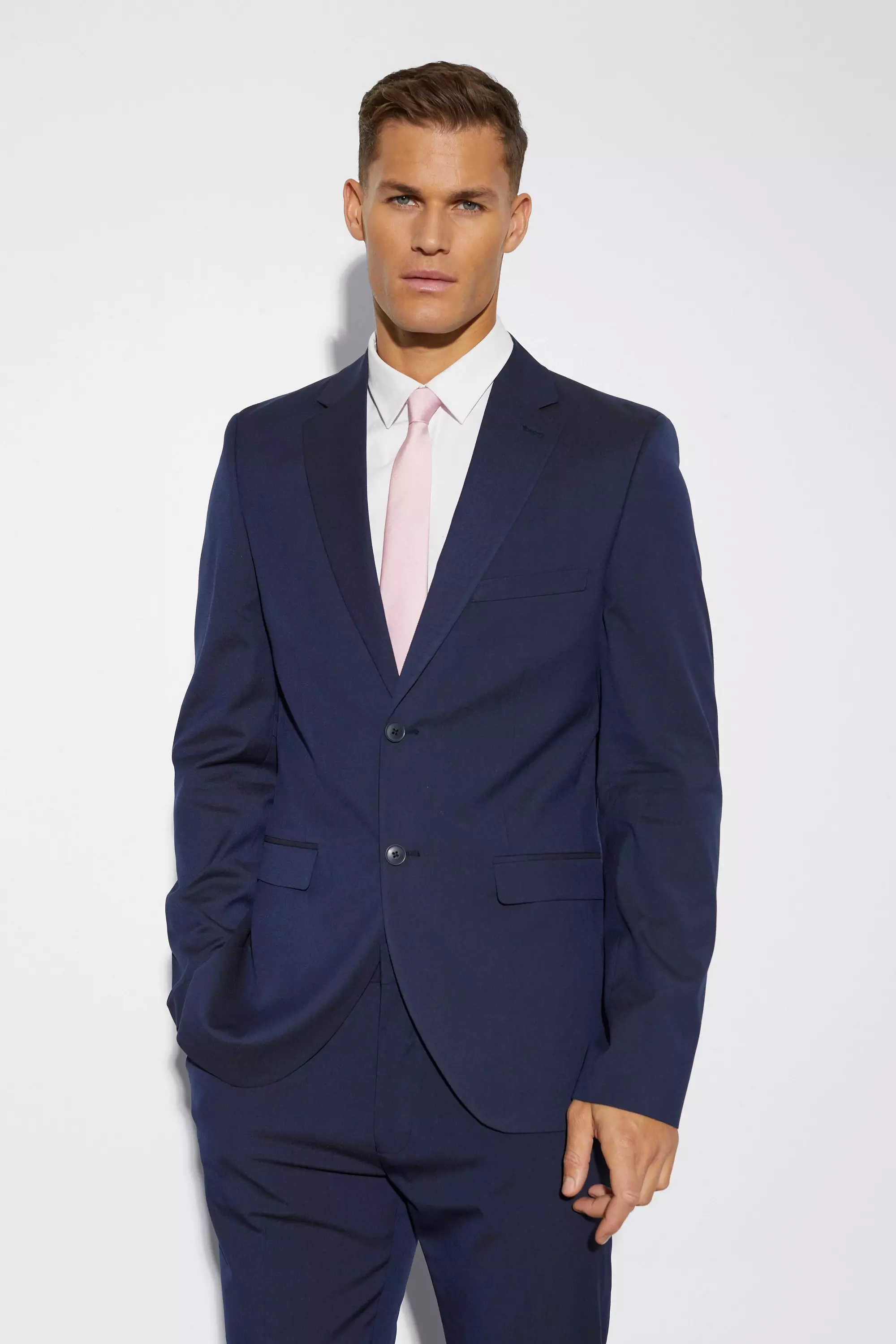 Tall Slim Single Breasted Suit Jacket Navy