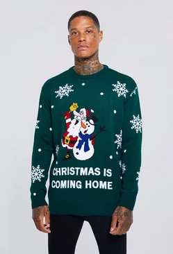 Christmas Is Coming Home Football Christmas Sweater Green
