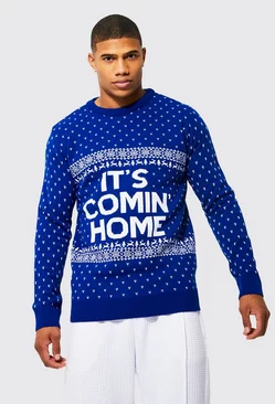 It's Comin Home Christmas Sweater Blue