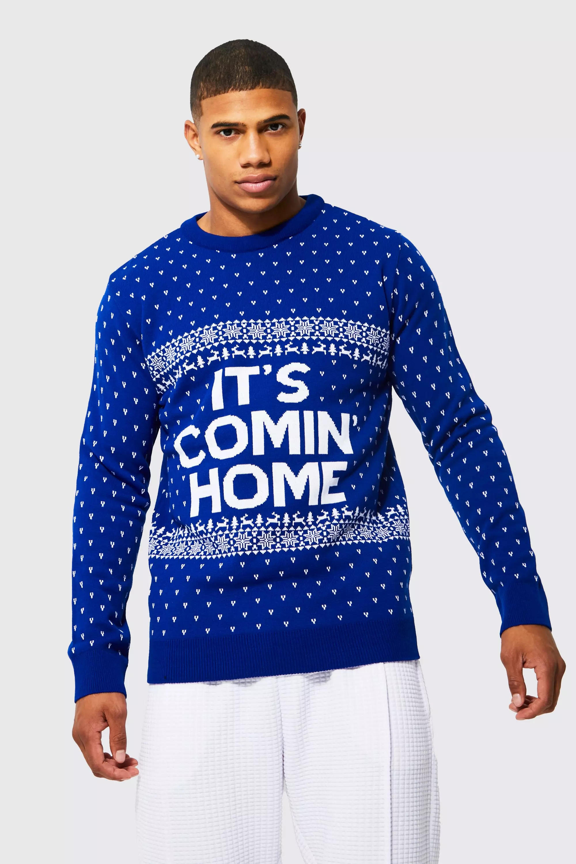 Blue It's Comin Home Christmas Sweater