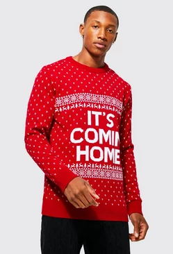 Red It's Comin Home Christmas Sweater