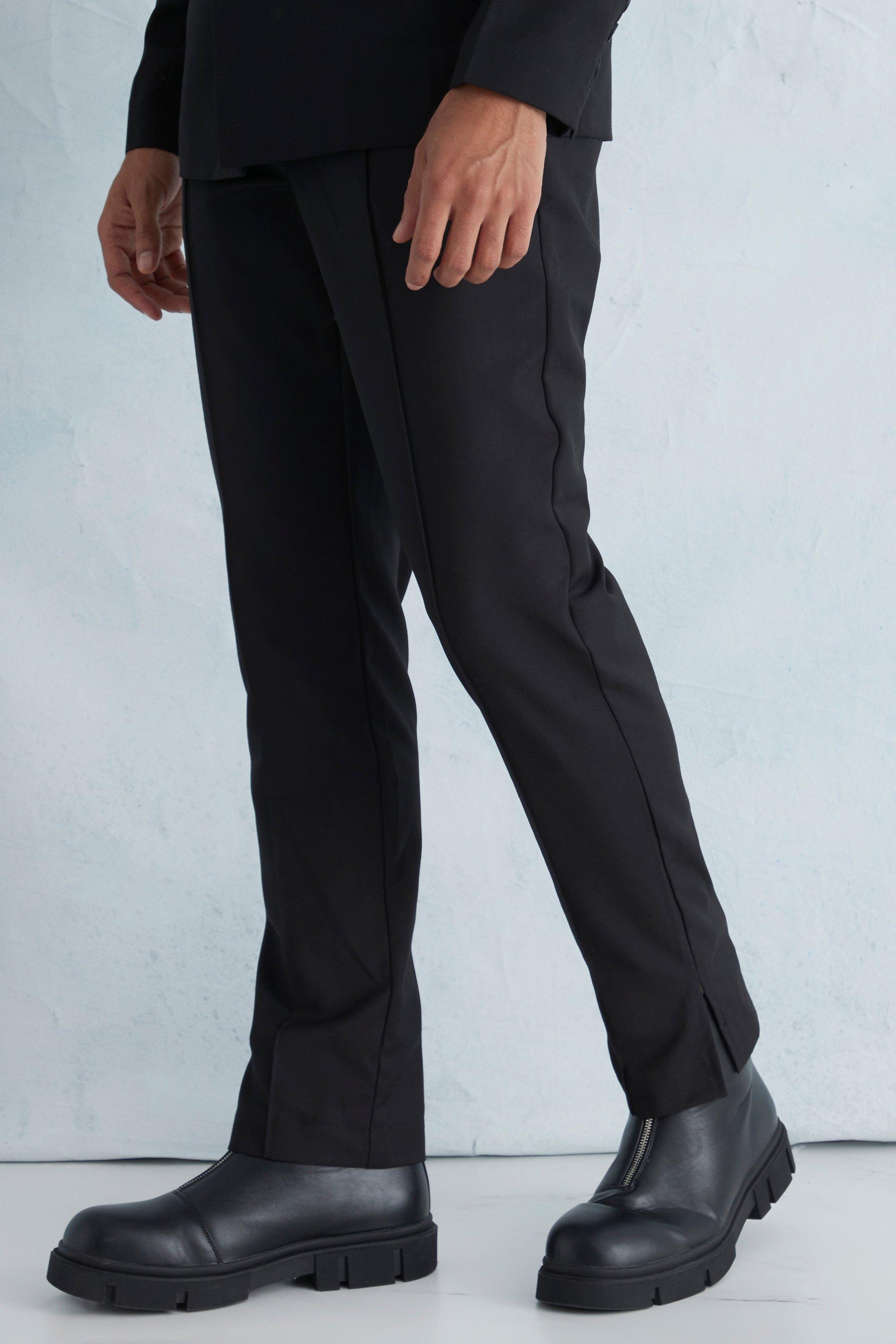 Pantalon de costume slim zippé, Black