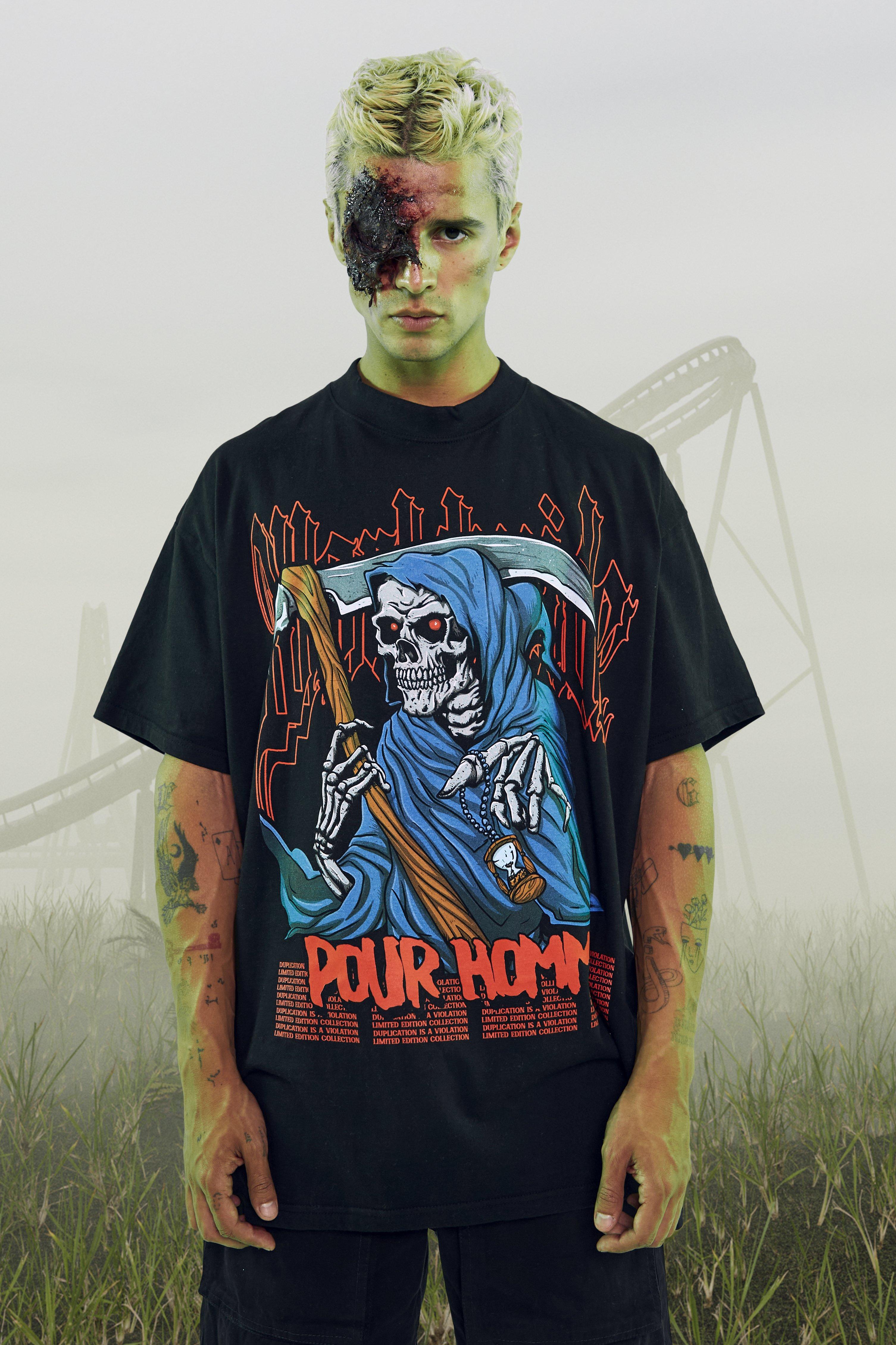 Oversized Grim Reaper Graphic T-shirt | boohooMAN USA