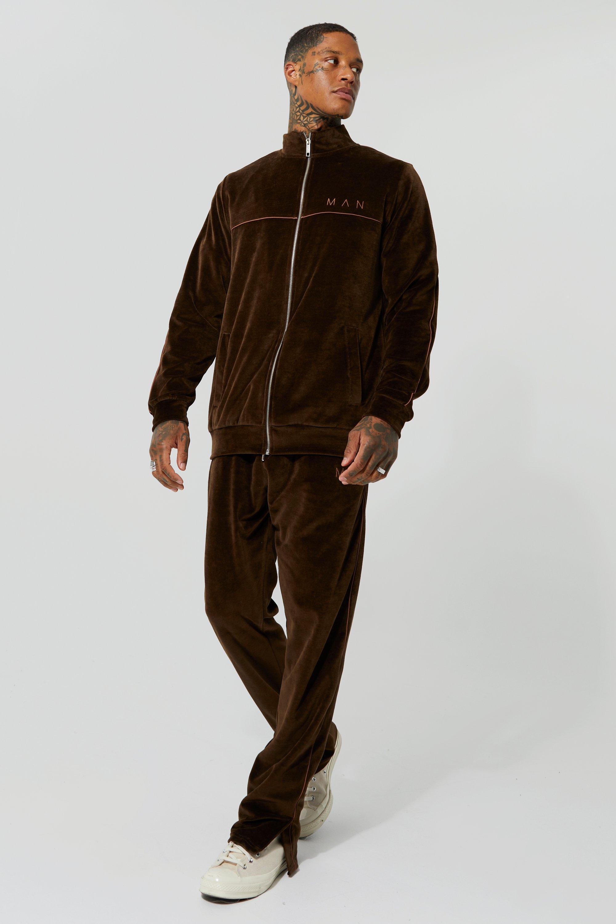 Heavyweight Velour Piping Funnel Neck Tracksuit