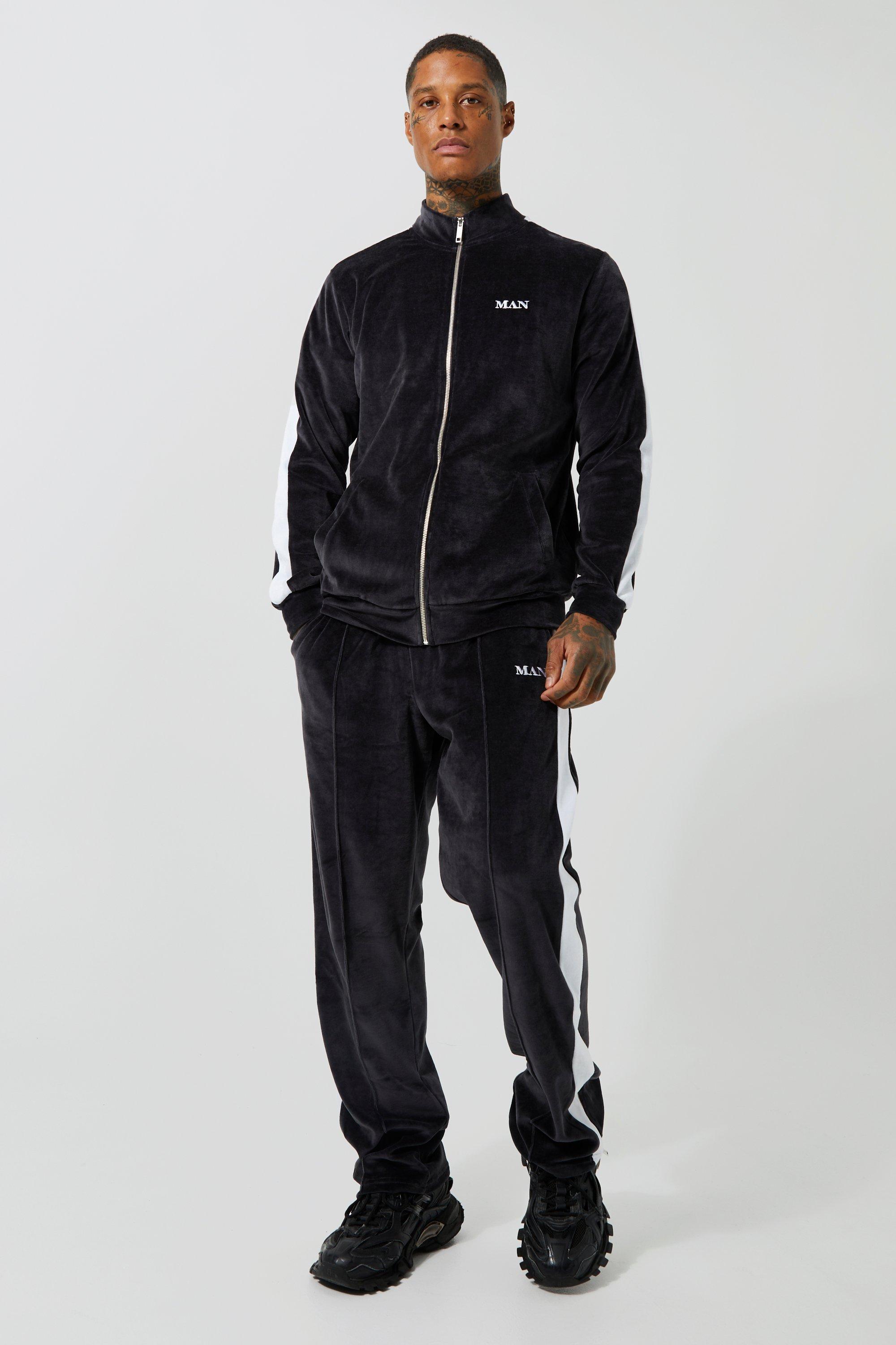 Heavyweight Velour Piping Funnel Neck Tracksuit