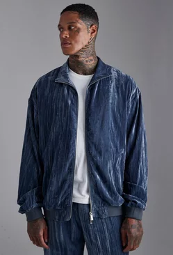Velour Relaxed Track Jacket Dusty blue