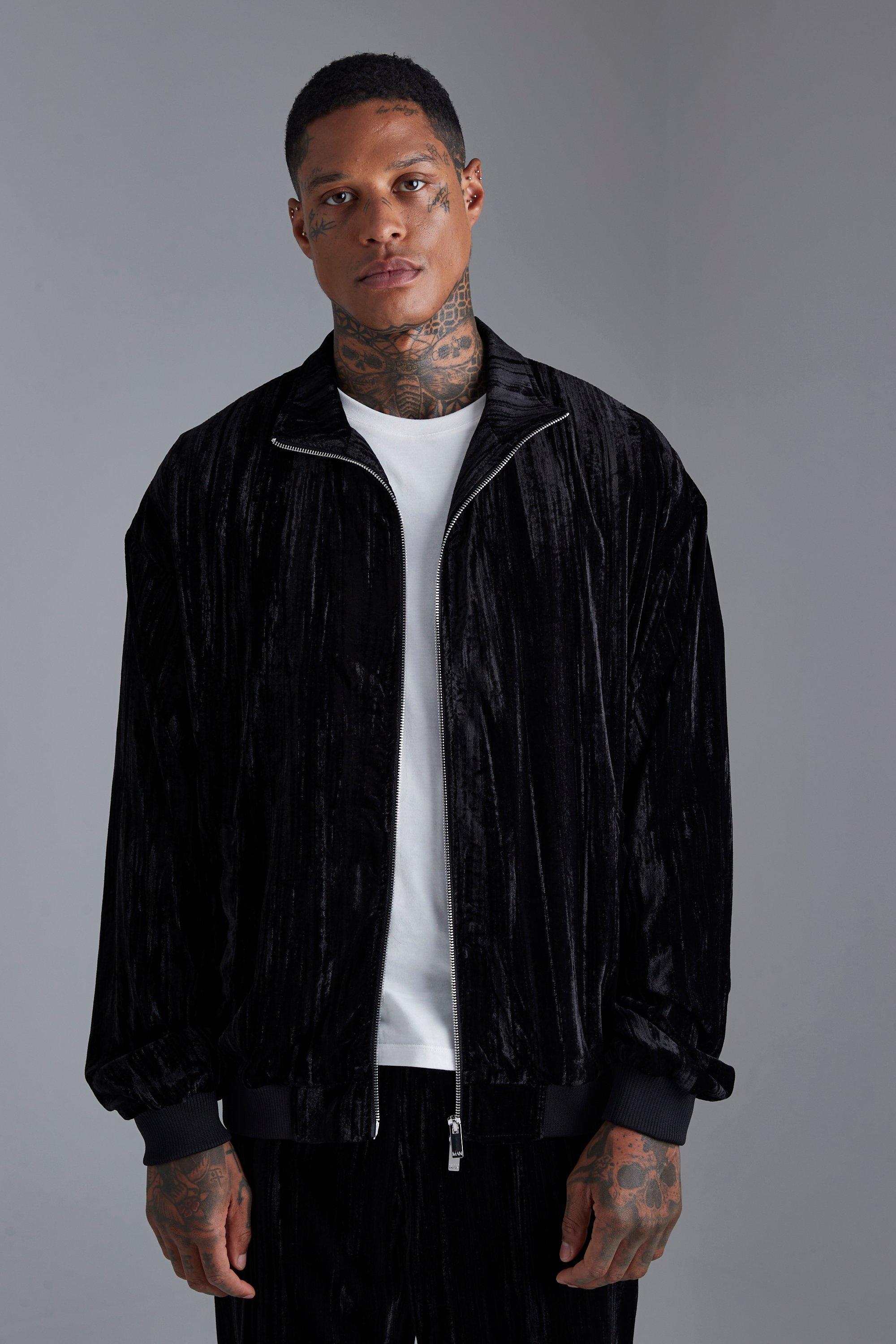 Velour Relaxed Track Jacket | boohooMAN USA