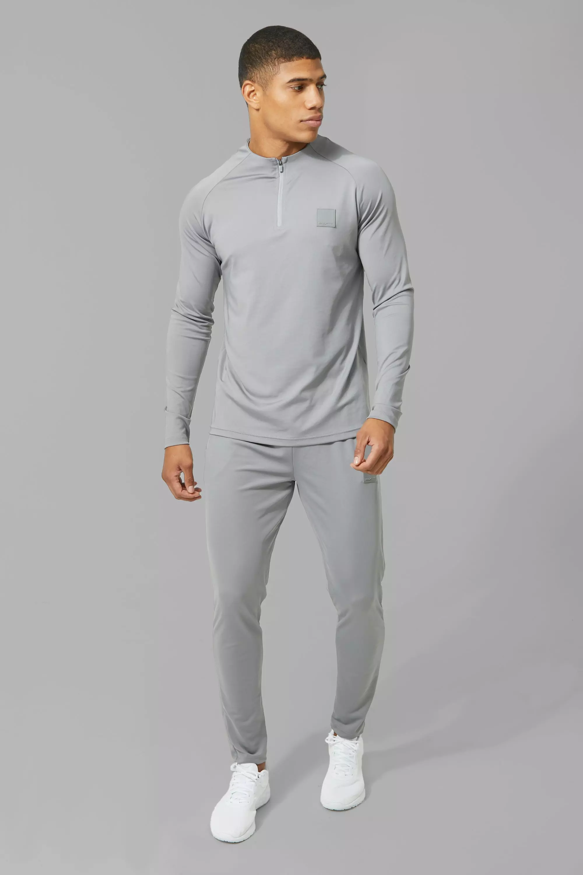 Grey Man Active Skinny Crew Neck 1/4 Zip Tracksuit