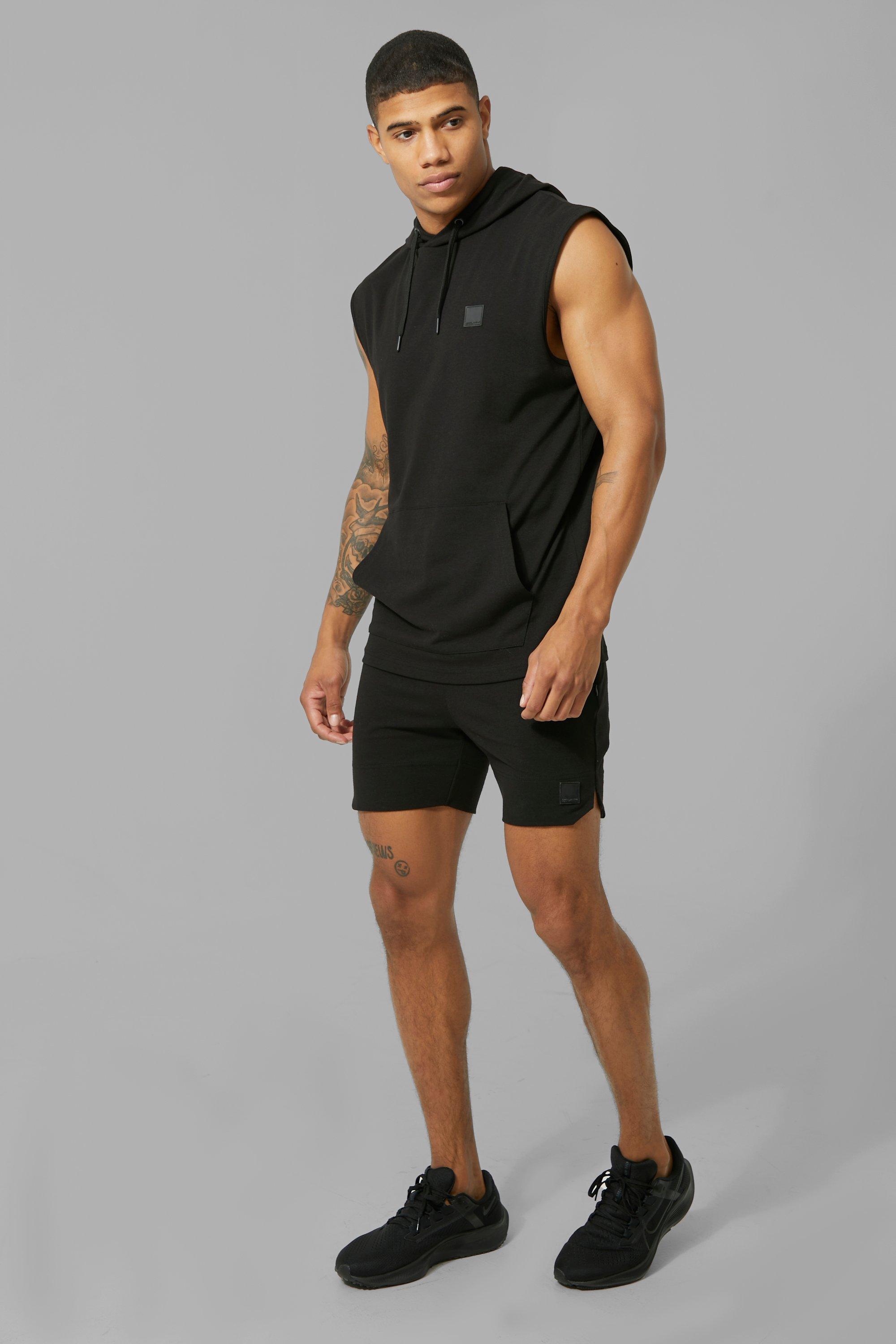 Man Active Muscle Fit Sleeveless Hoodie Set