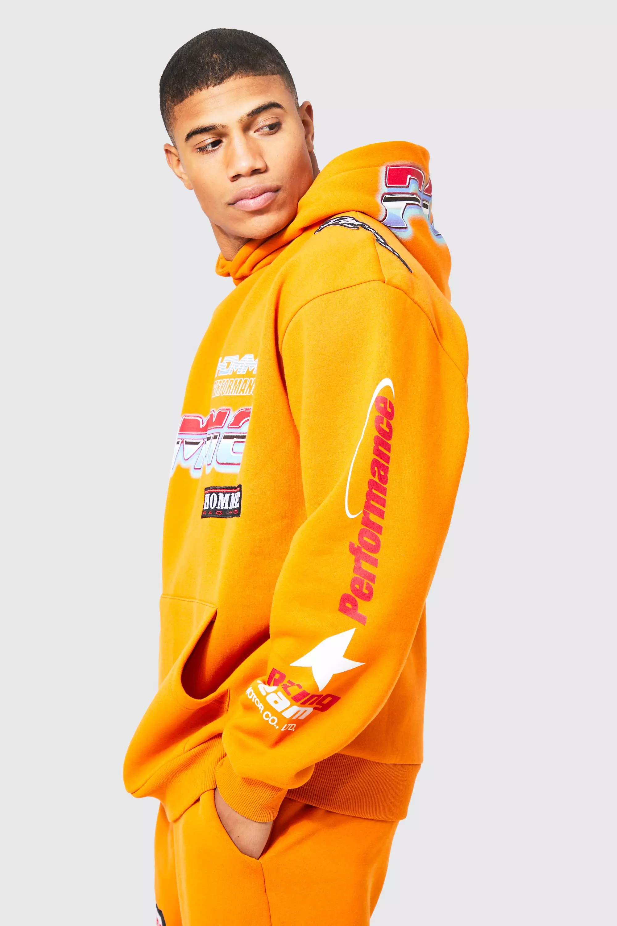 Boohooman orange hoodie sale