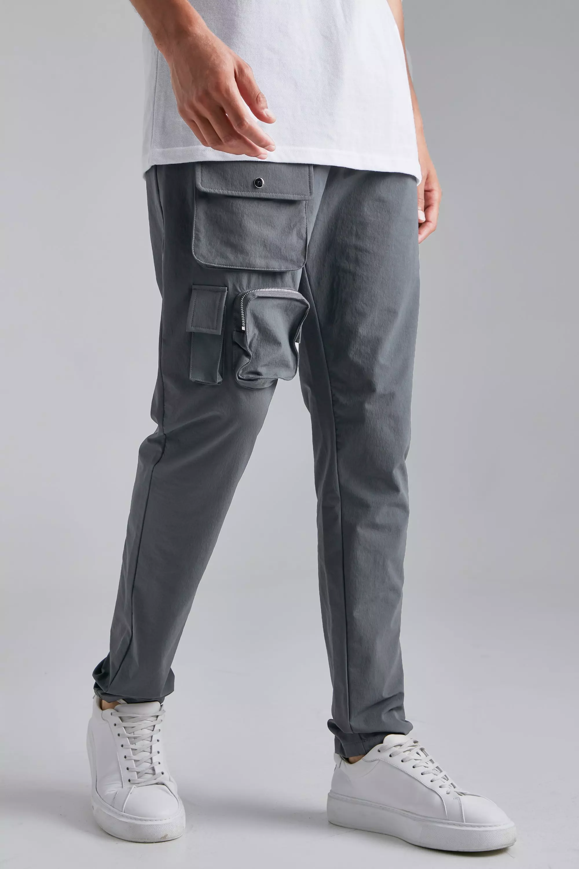 Tall Zip Detail Slim Fit Pants Dark grey