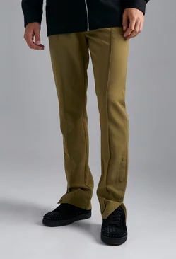 Khaki Tall Popper Detail Tapered Pants