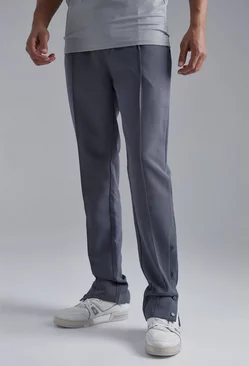 Tall Popper Detail Tapered Pants Grey