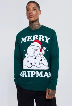Forest Green Merry Dripmas Christmas Sweater