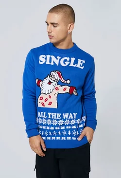 Blue Single All The Way Christmas Sweater